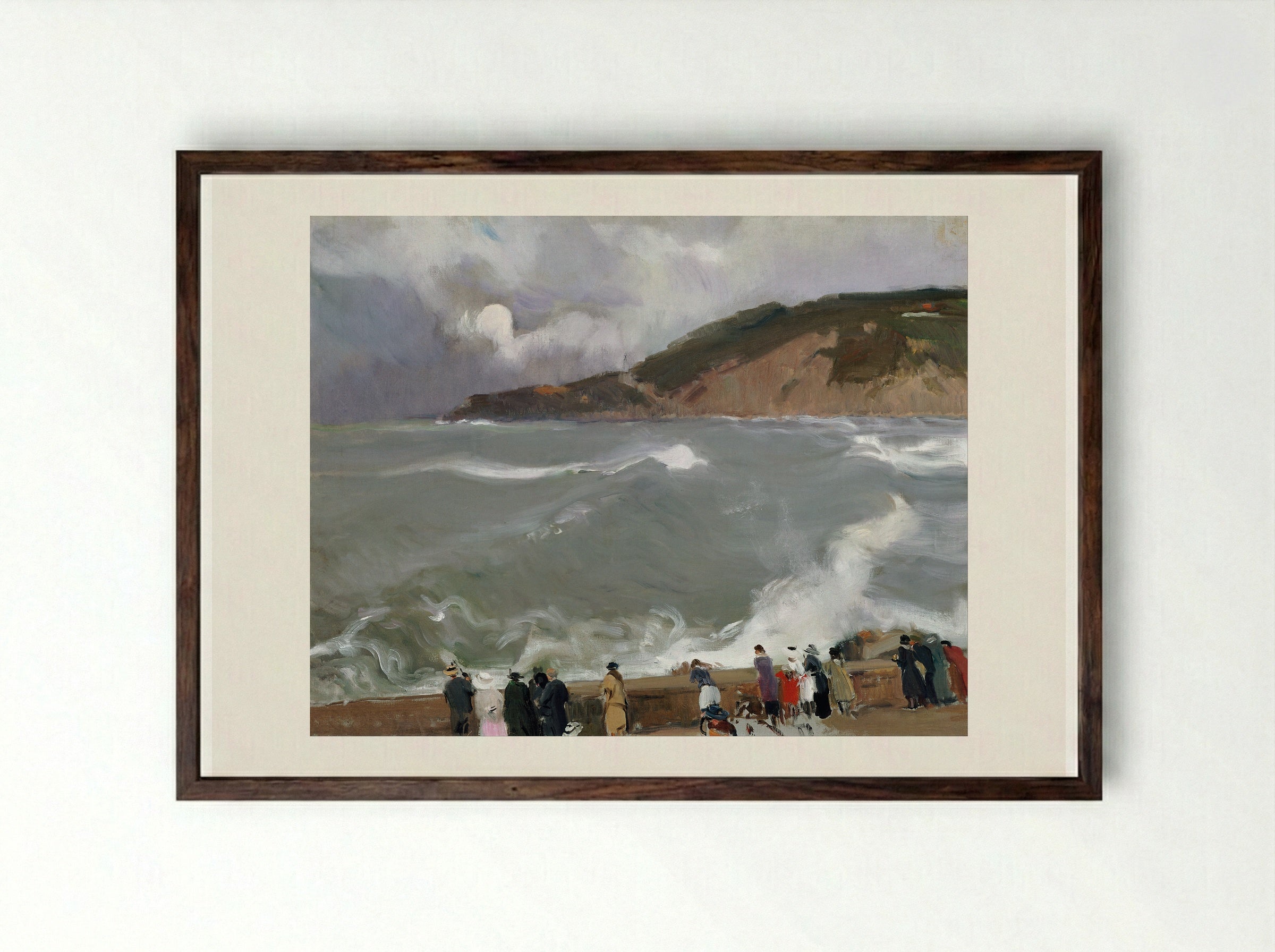The Breakwater of San Sebastian - Joaquín Sorolla - Framed Print Dark Wood