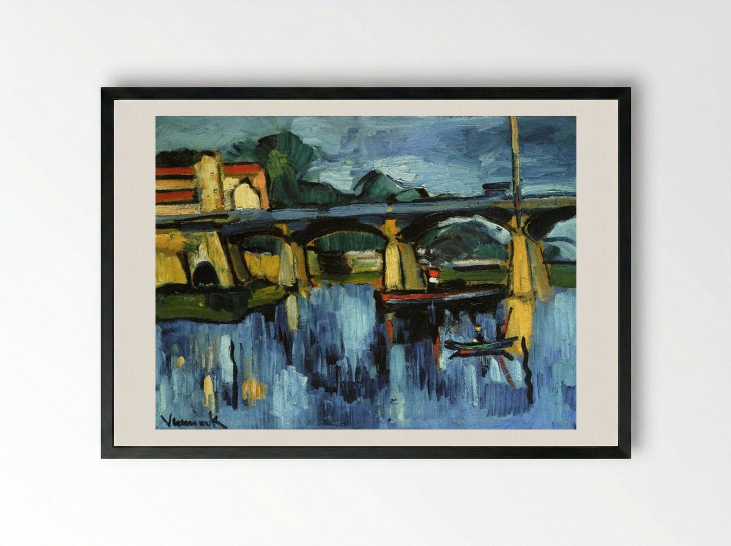 The Bridge at Chatou - Maurice de Vlaminck - Framed Print Black