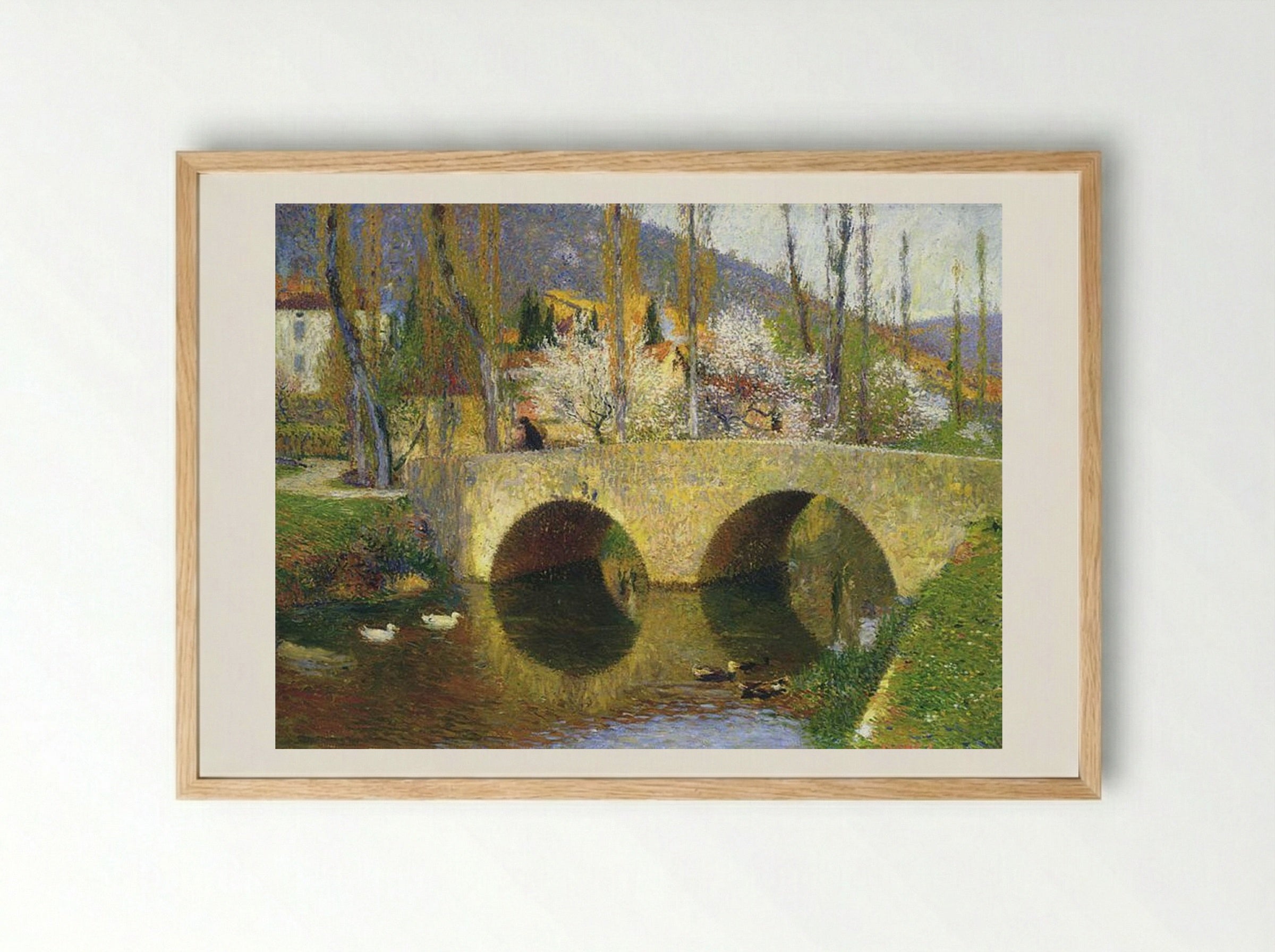 The Bridge at Labastide du Vert in Spring - Henri Martin - Framed Print Wood