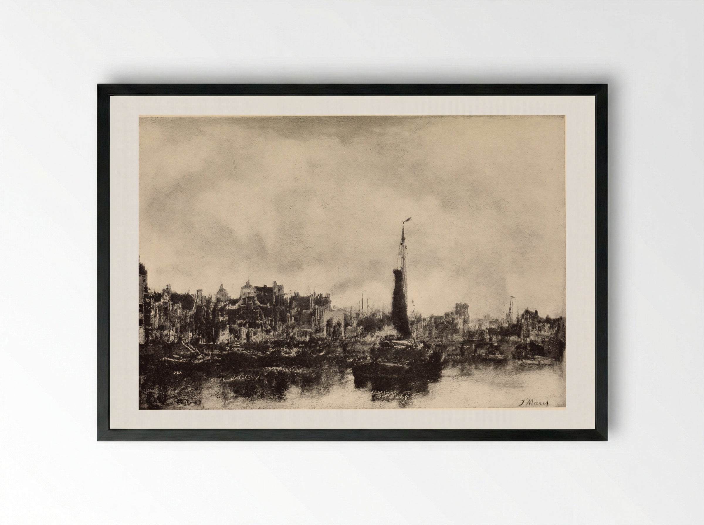 The Bridge - Jacob Maris - Framed Print Black