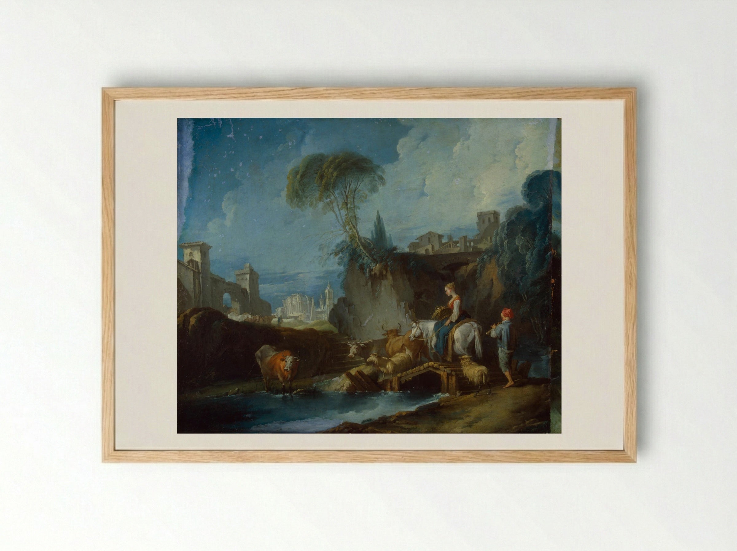 The Bridge - Francois Boucher - Framed Print Wood