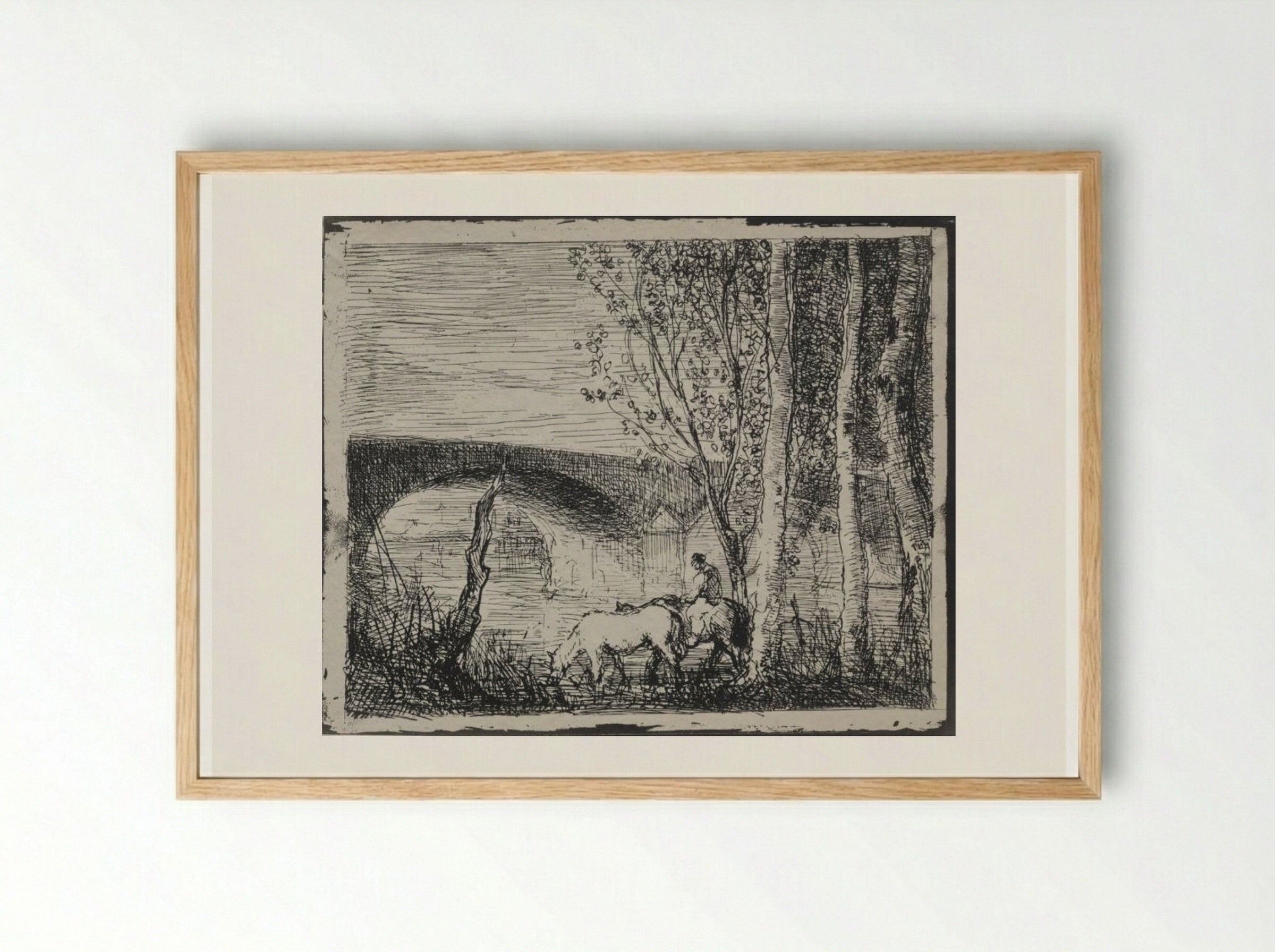 The Bridge - Charles François Daubigny - Framed Print Wood