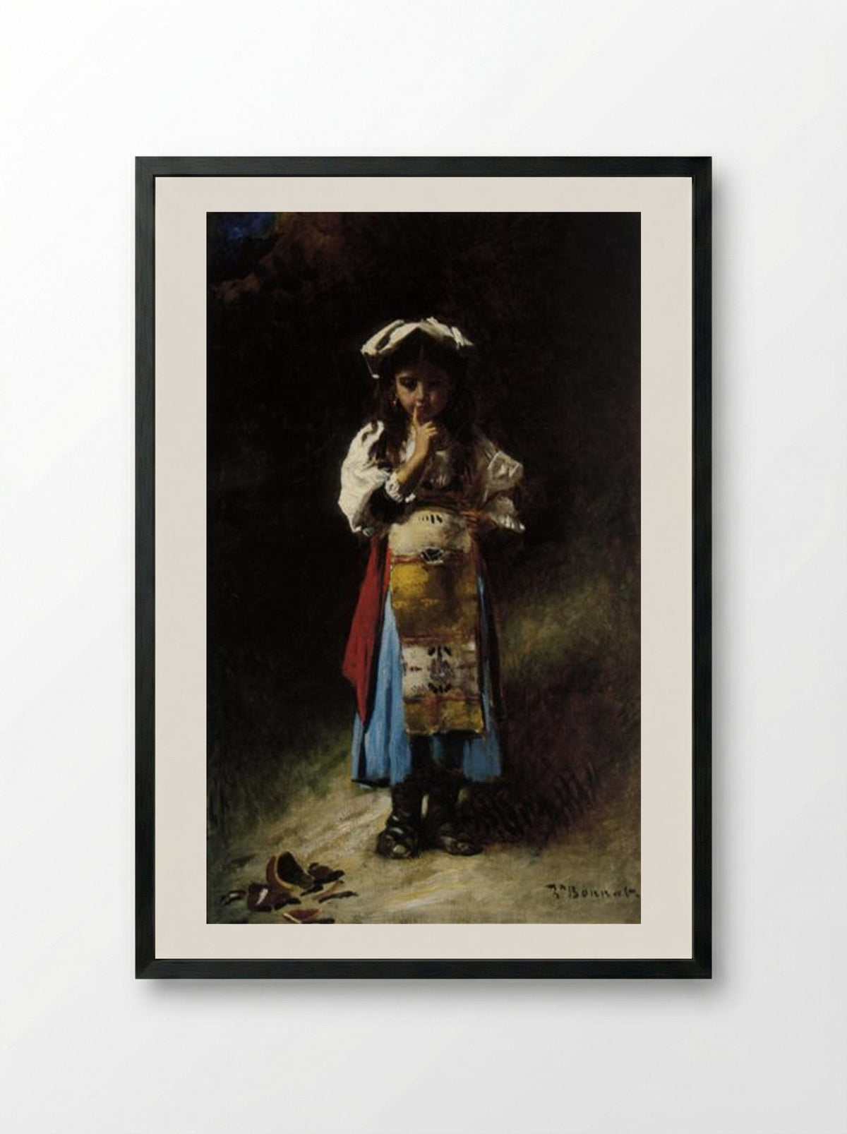 The Broken Jug - Léon Bonnat - Framed Print Black