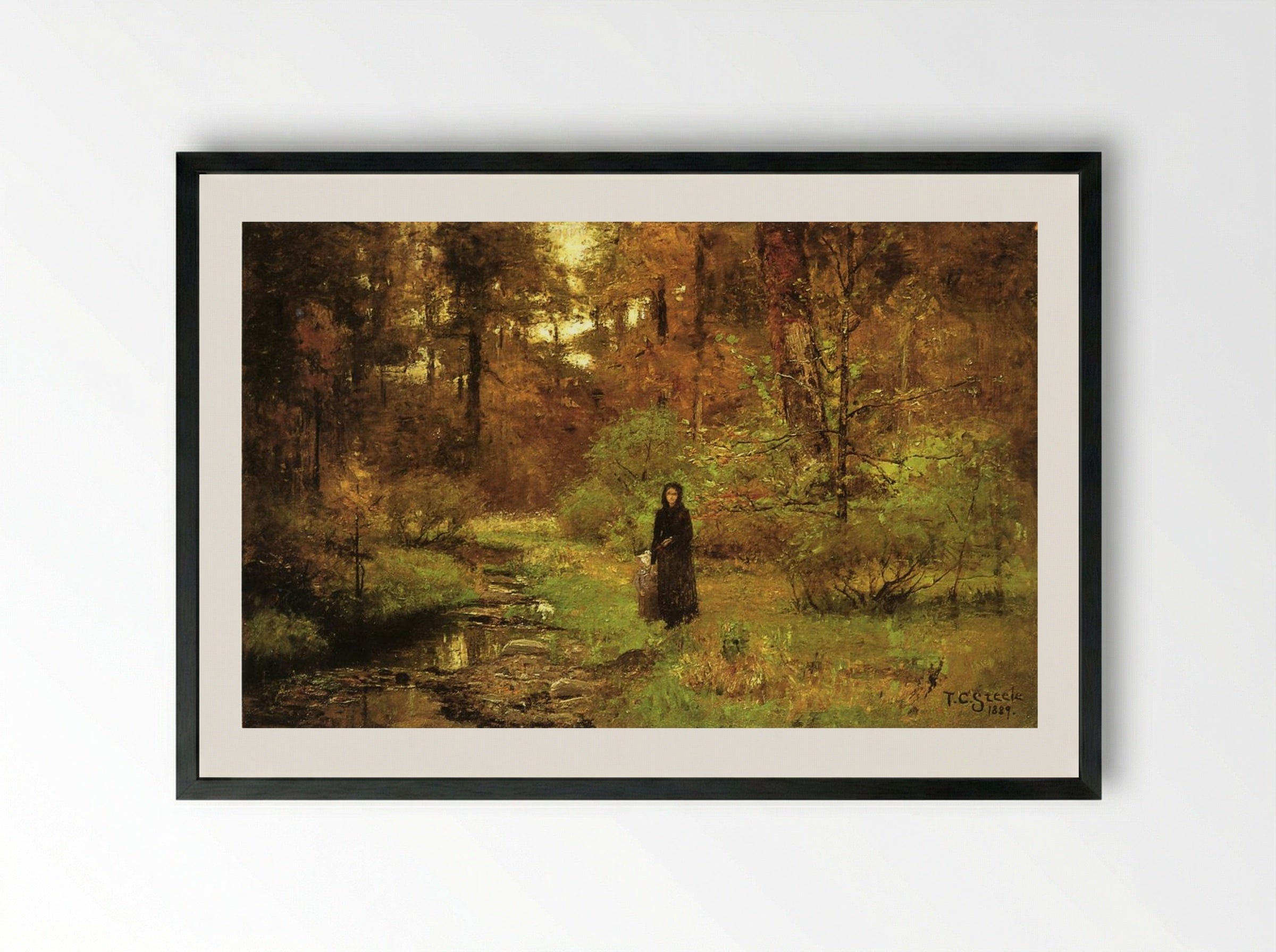 The Brook in the Woods - T. C. Steele - Framed Print Black