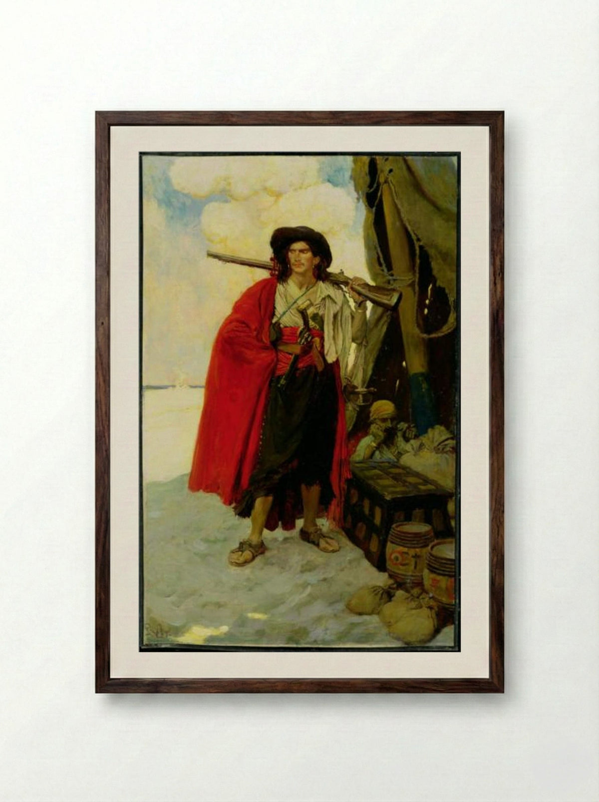The Buccaneer Was a Picturesque Fellow - Howard Pyle - Framed Print Dark Wood
