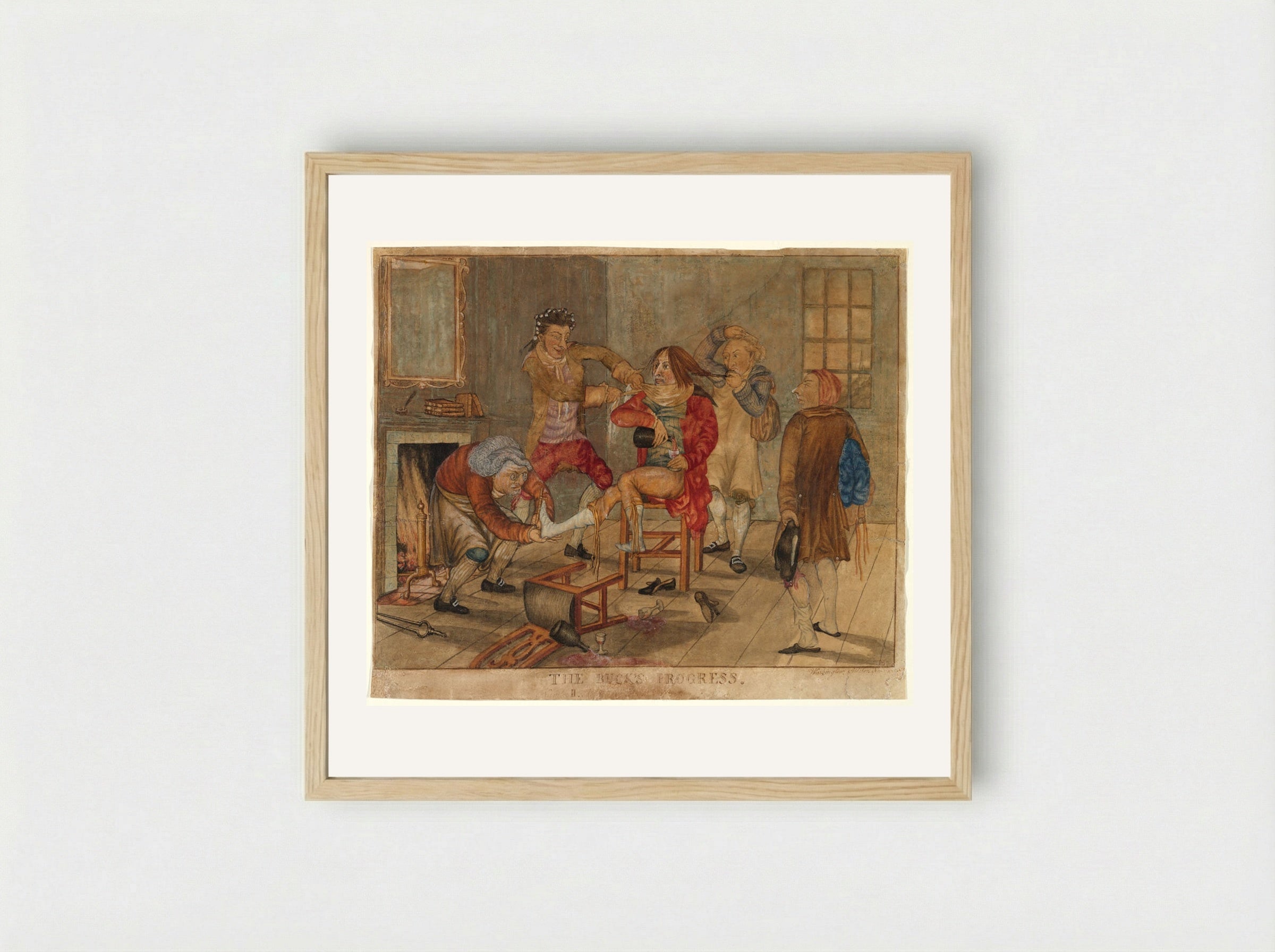The Buck's Progress II: A Beau in his Dressing Room - Washington Allston - Framed Print Wood
