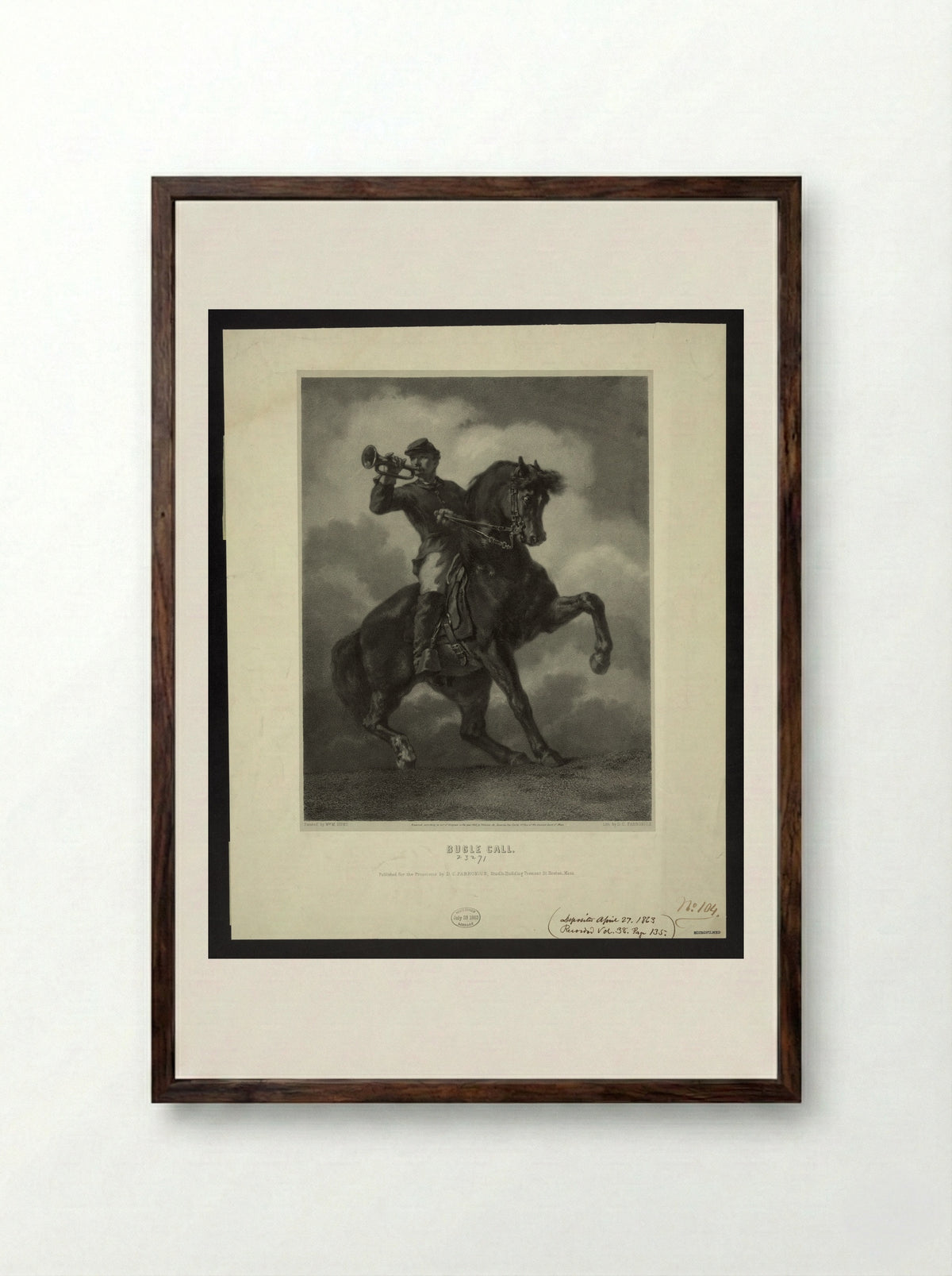 The Bugle Call - Dominique C. Fabronius - Framed Print Dark Wood