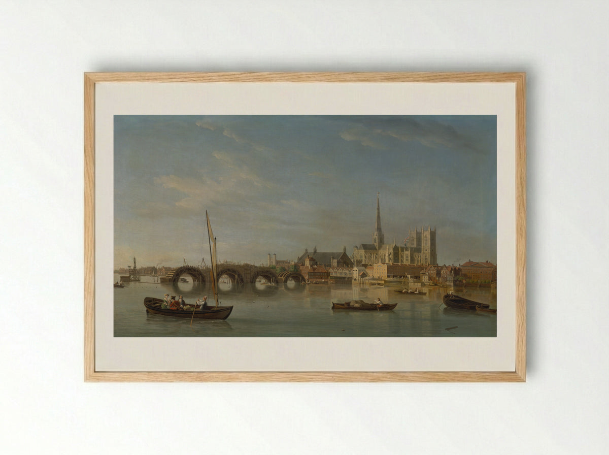 The Building of Westminster Bridge - Samuel Scott - Framed Print Wood