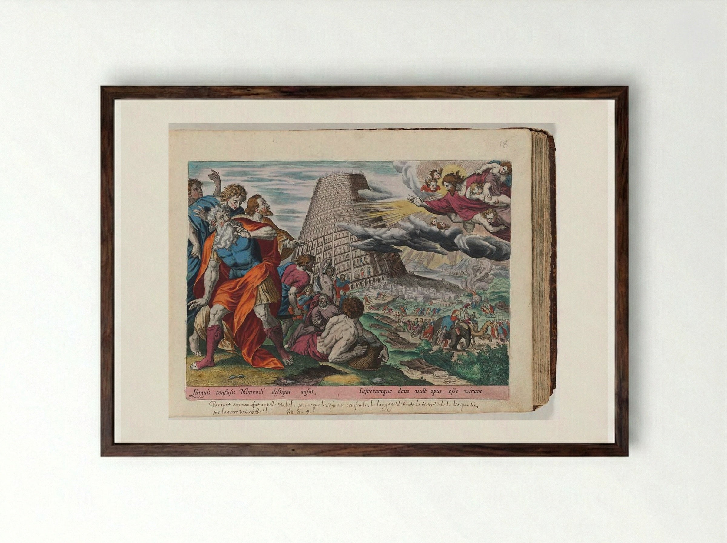 The Building of the Tower of Babel - Hans Collaert the Elder - Framed Print Dark Wood