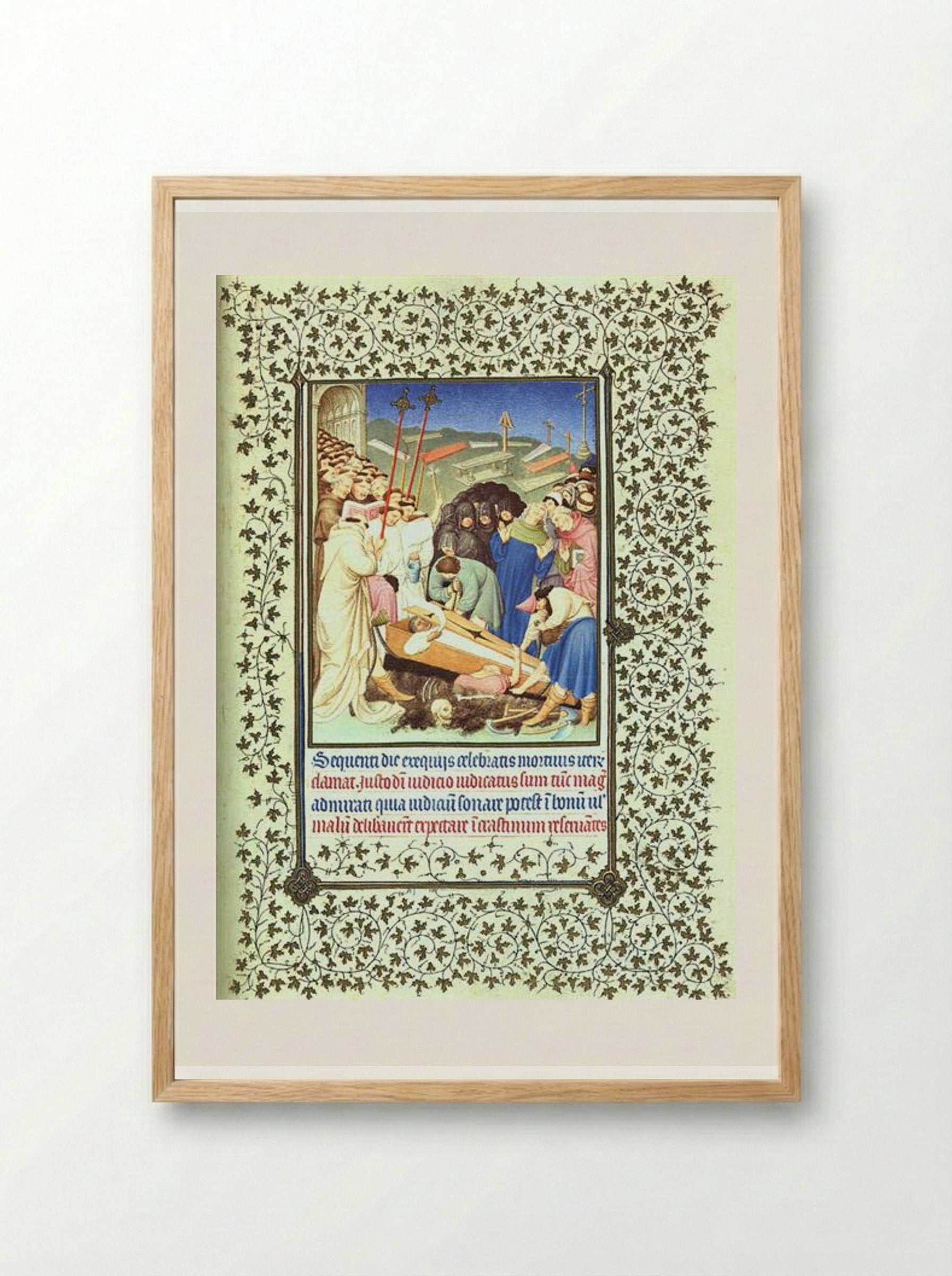 The Burial of Diocrès - Limbourg brothers - Framed Print Wood