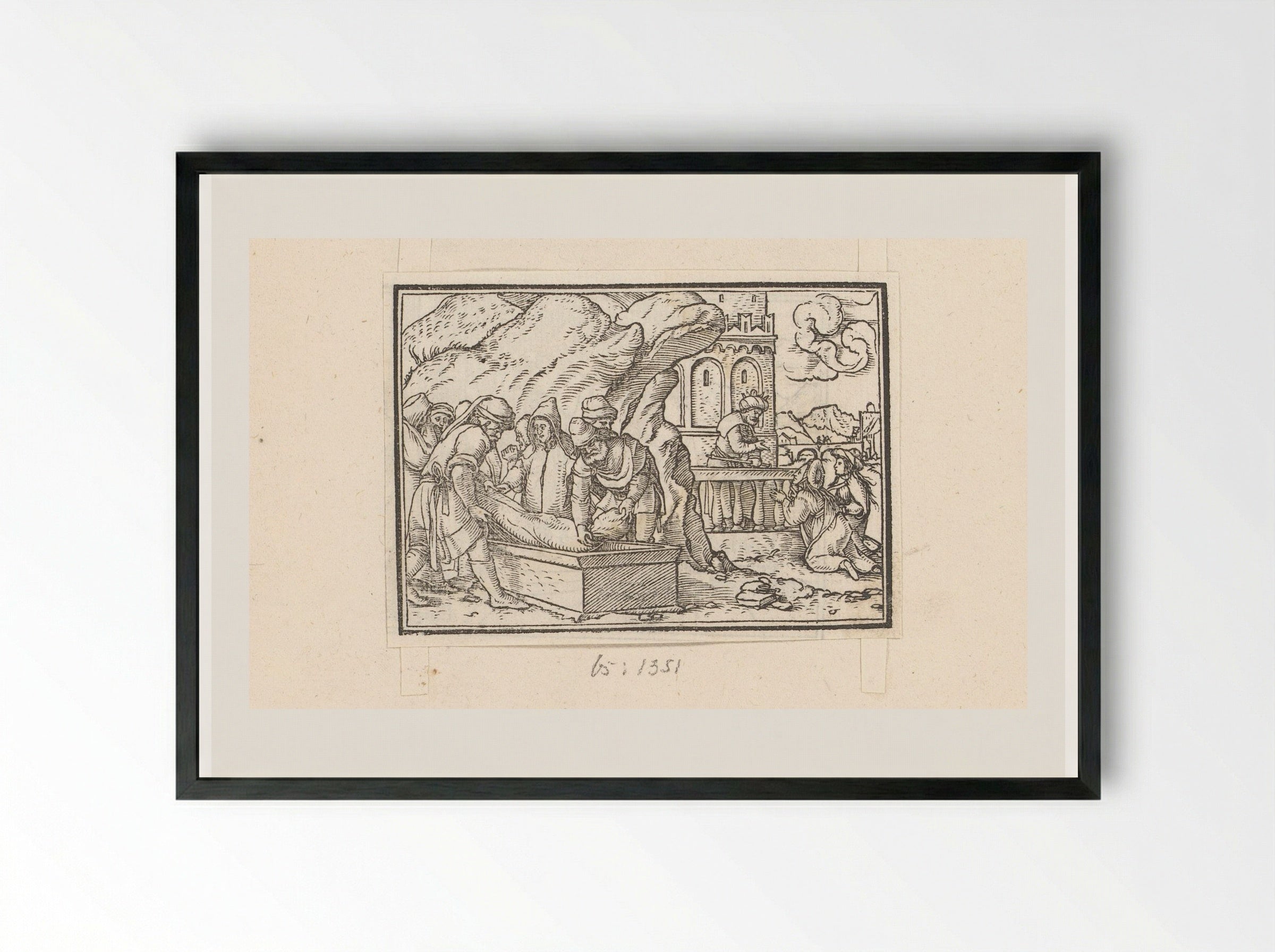 The Burial of Jacob in the Cave of Machpelah - Veit Rudolf Specklin - Framed Print Black