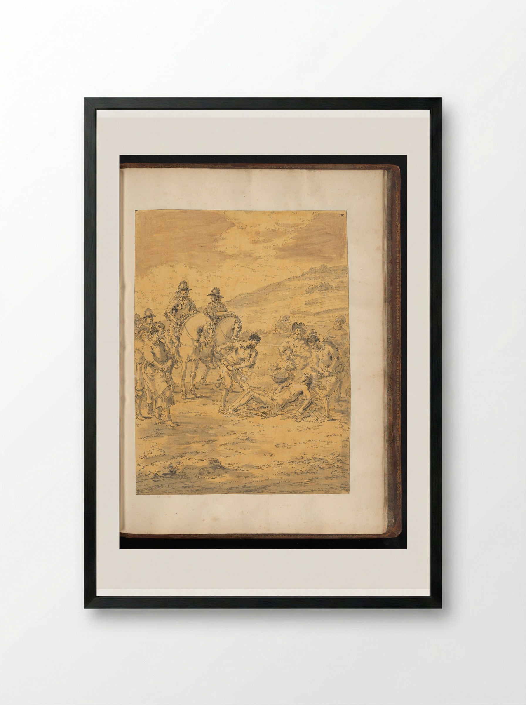 The Burning of Calanus - Leonaert Bramer - Framed Print Black