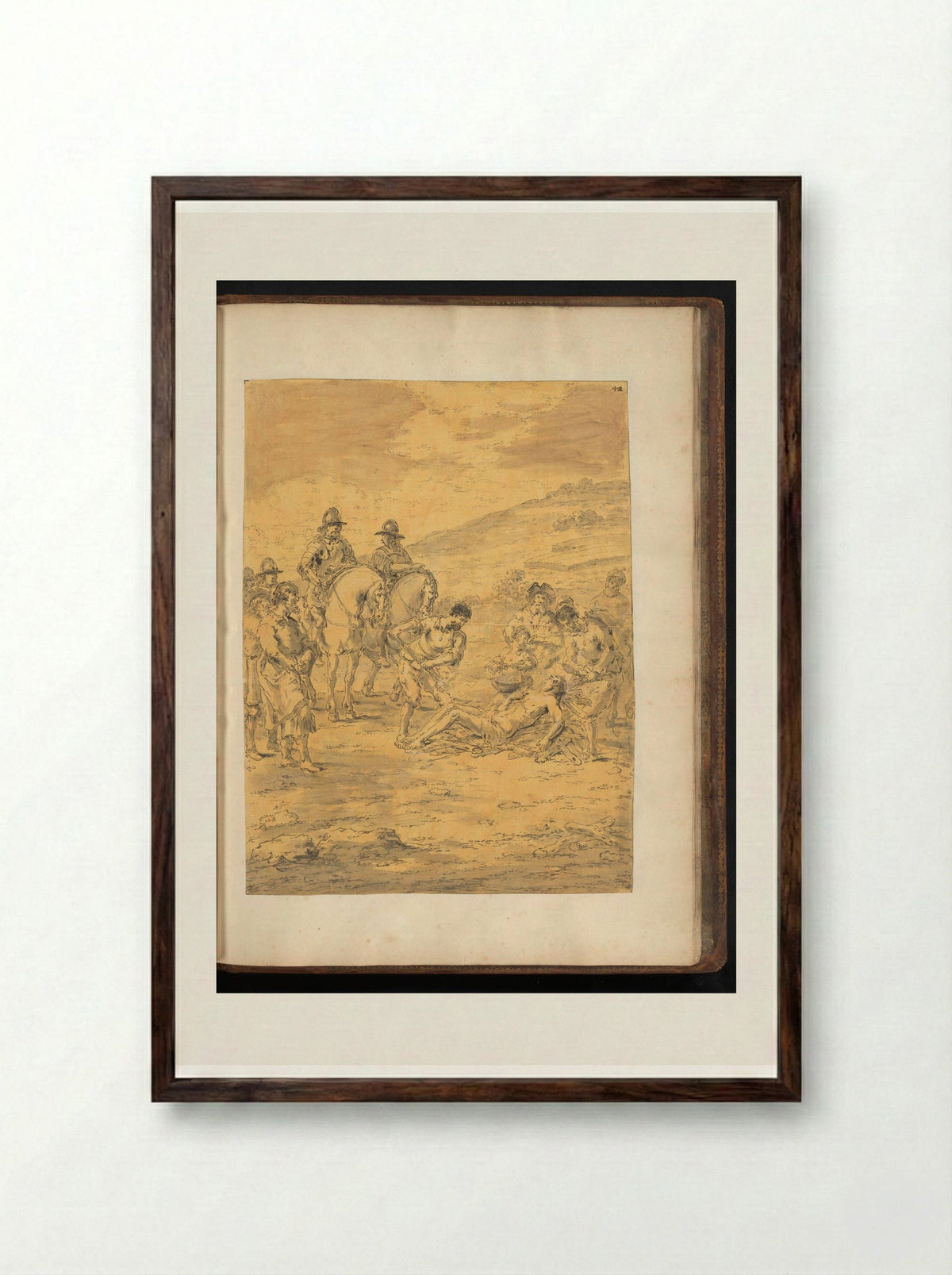 The Burning of Calanus - Leonaert Bramer - Framed Print Dark Wood