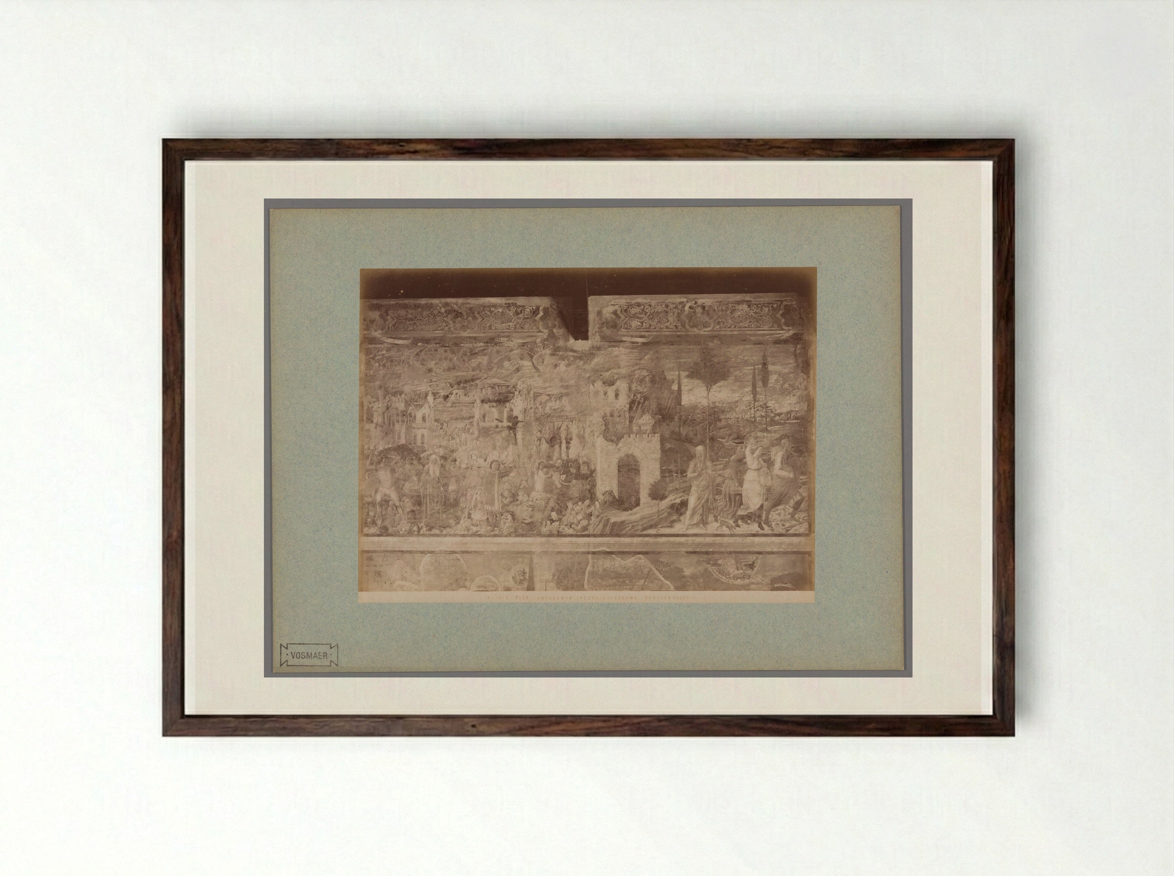 The Burning of Sodom (After Benozzo Gozzoli) - Fratelli Alinari - Framed Print Dark Wood