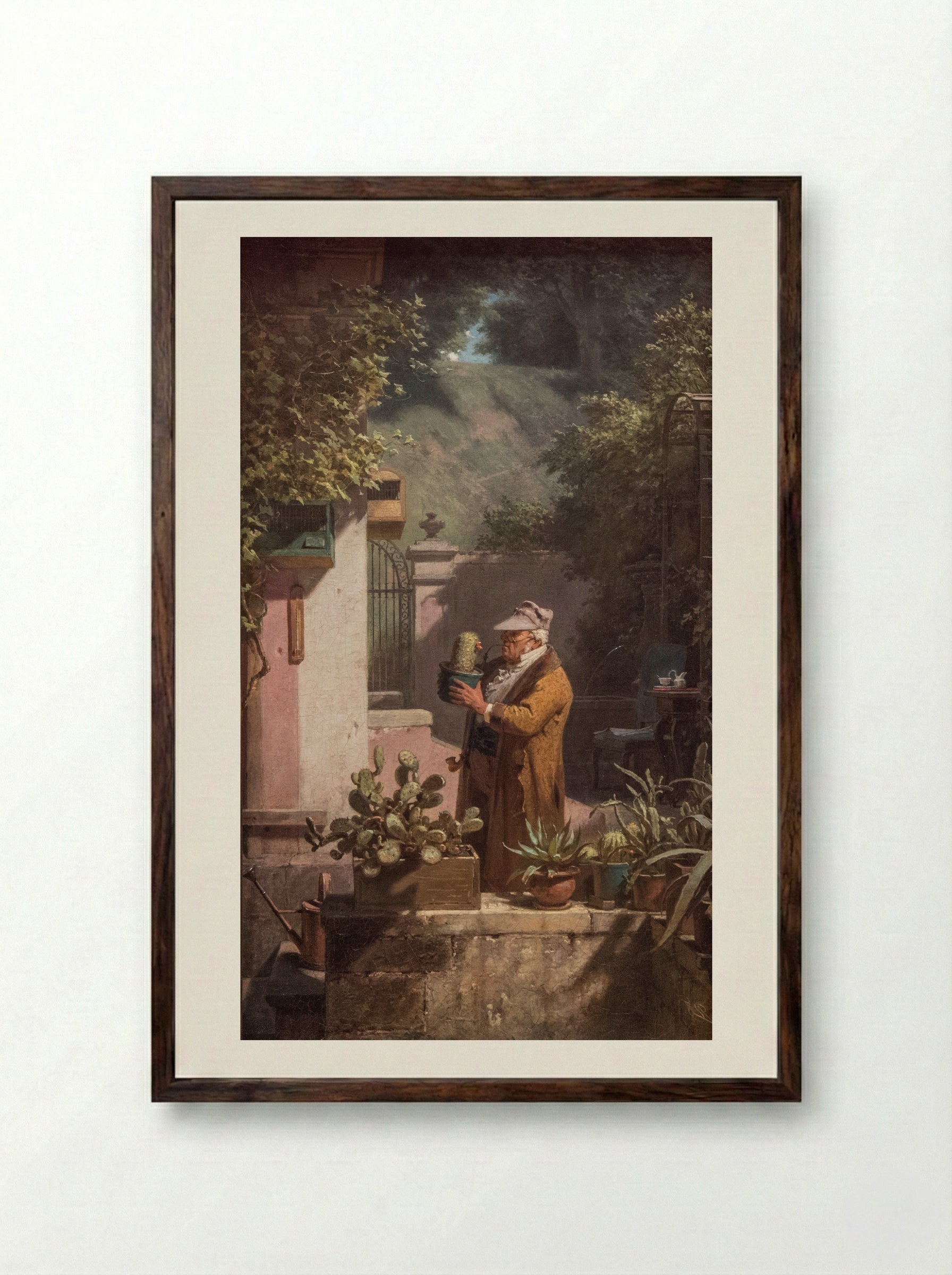The Cactus Lover - Carl Spitzweg - Framed Print Dark Wood