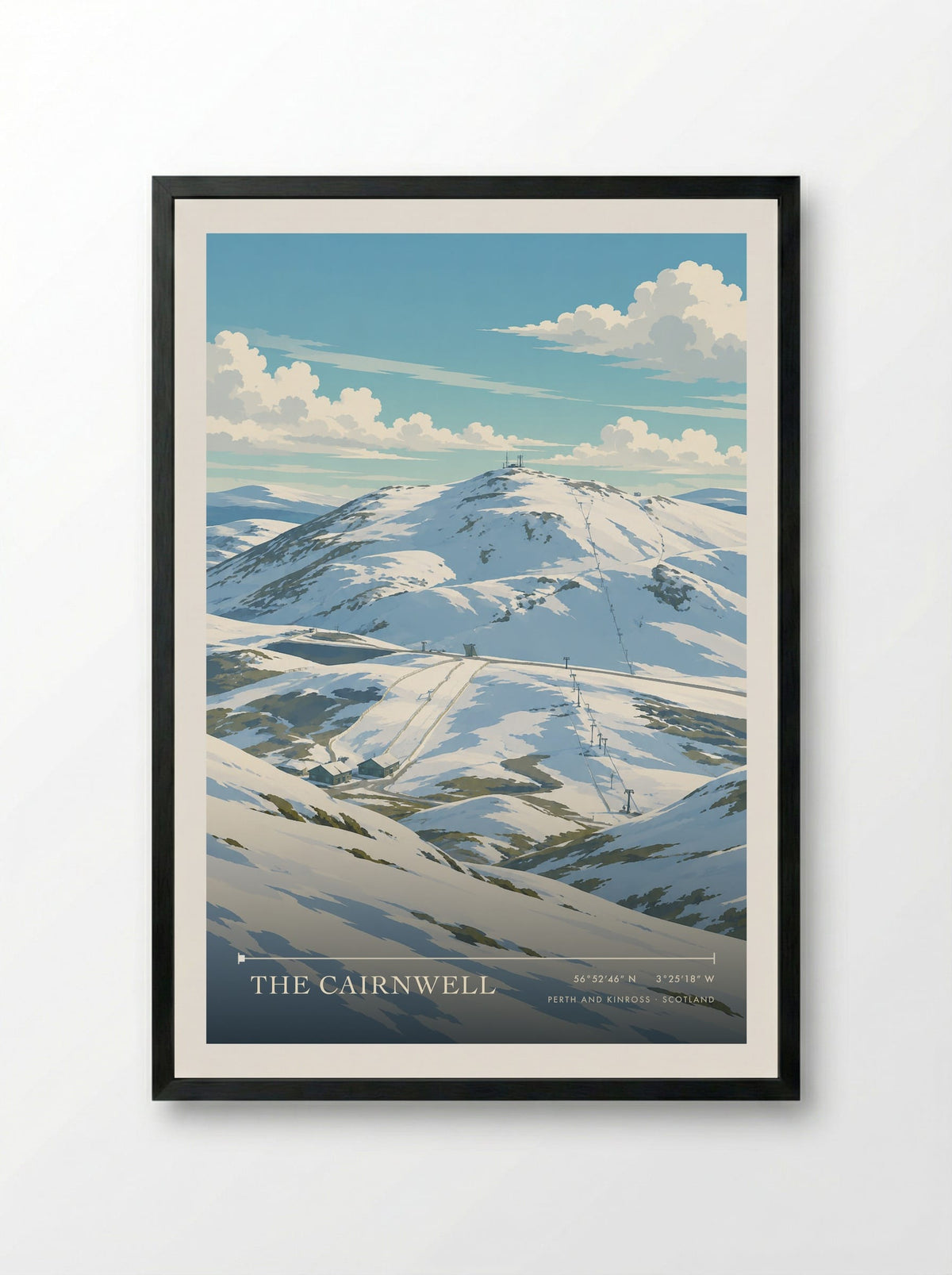 The Cairnwell, Perth and Kinross | Travel Poster - Framed Print Black