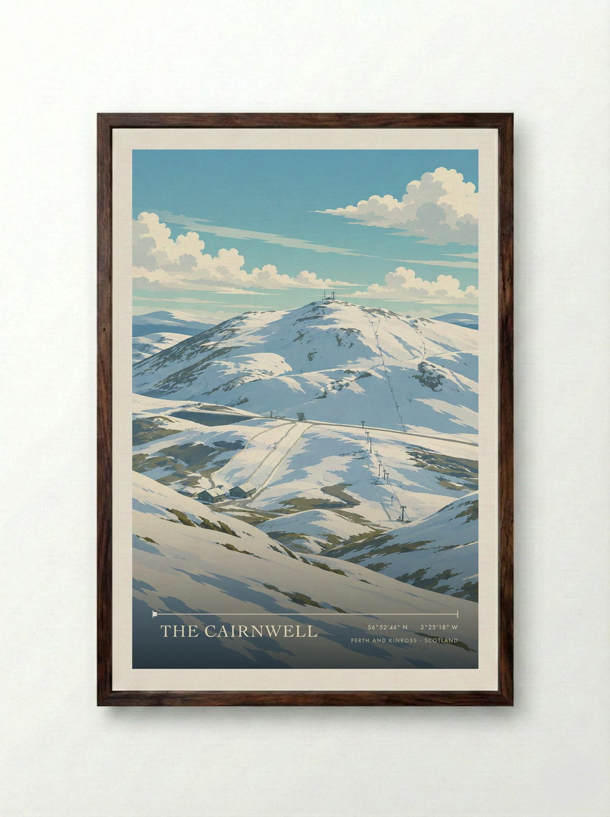 The Cairnwell, Perth and Kinross | Travel Poster - Framed Print Dark Wood