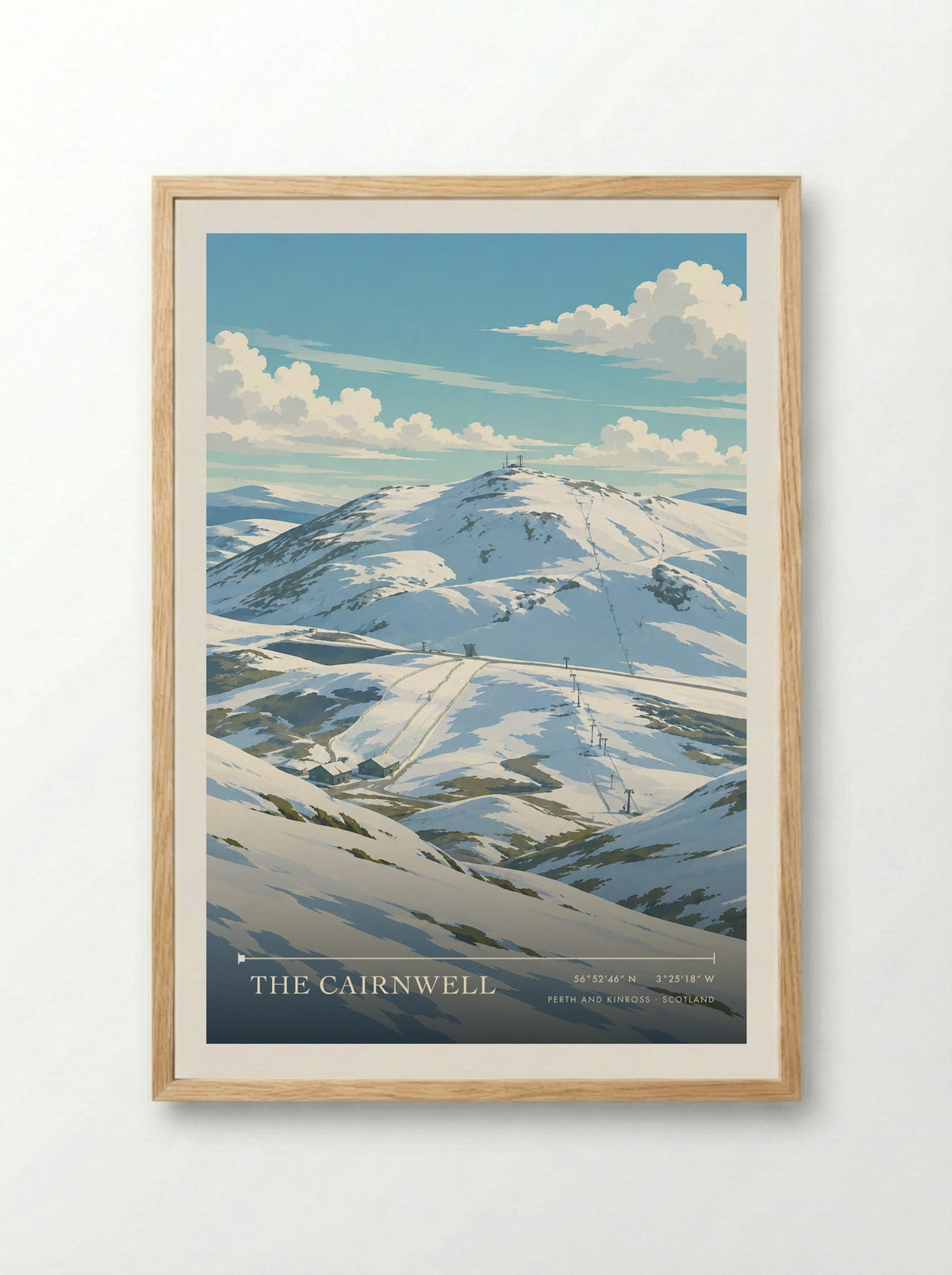 The Cairnwell, Perth and Kinross | Travel Poster - Framed Print Wood