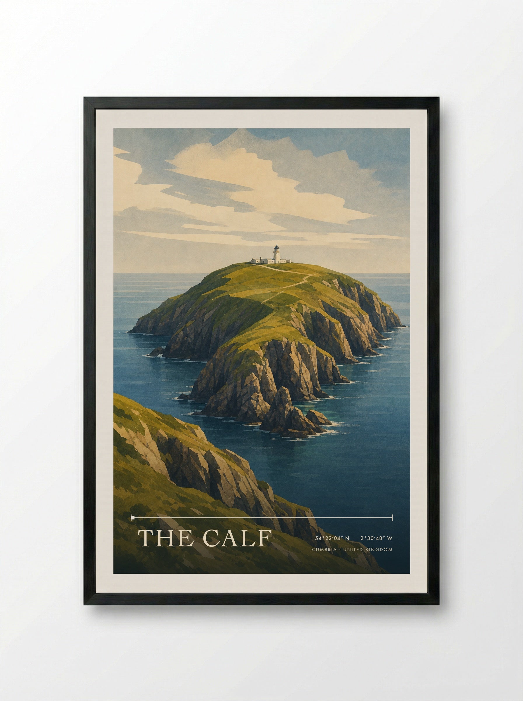 The Calf Cumbria United Kingdom Travel Poster - Framed Print Black