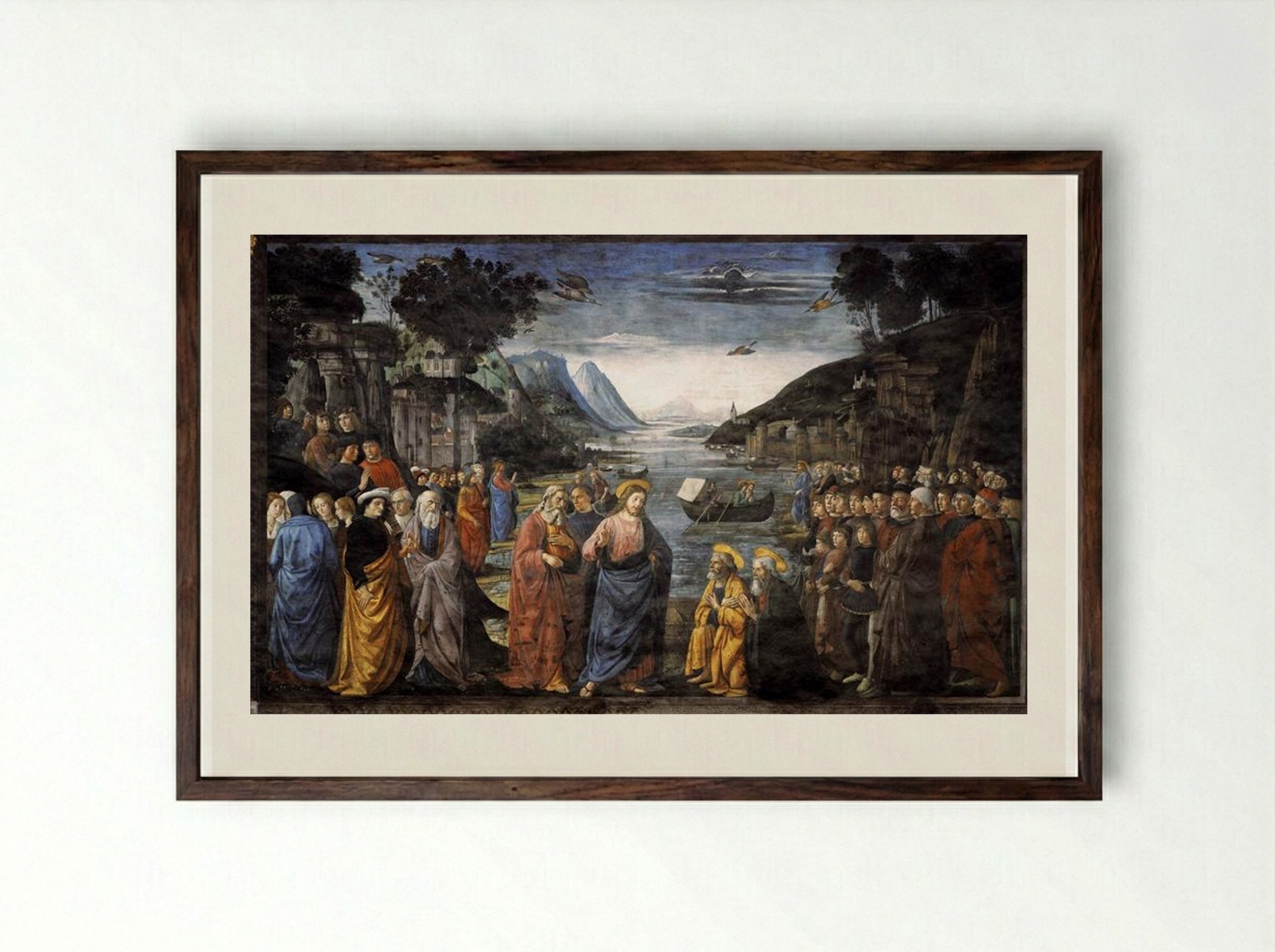 The Calling of St. Peter and St. Andrew - Domenico Ghirlandaio - Framed Print Dark Wood