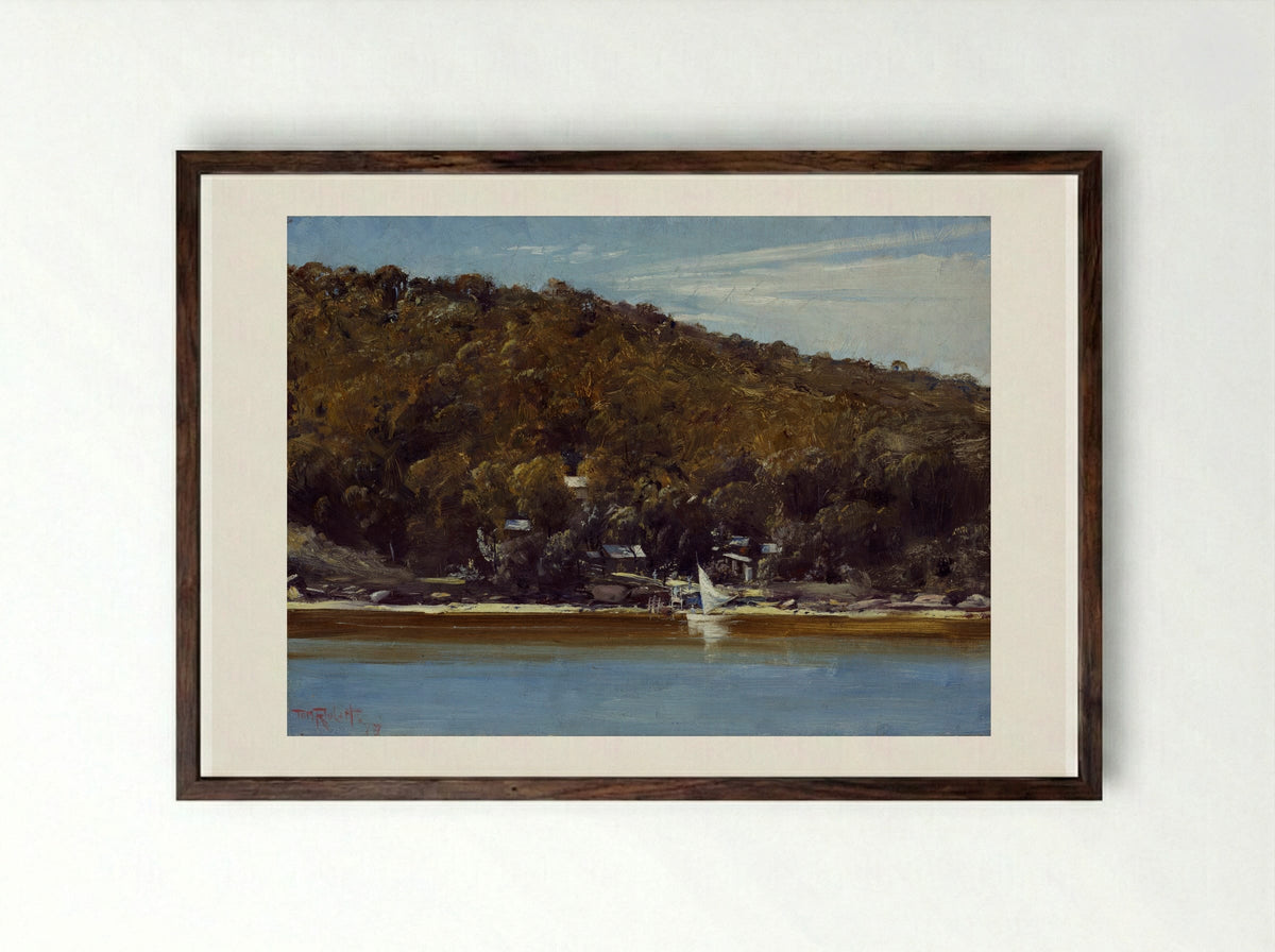 The Camp, Sirius Cove - Tom Roberts - Framed Print Dark Wood