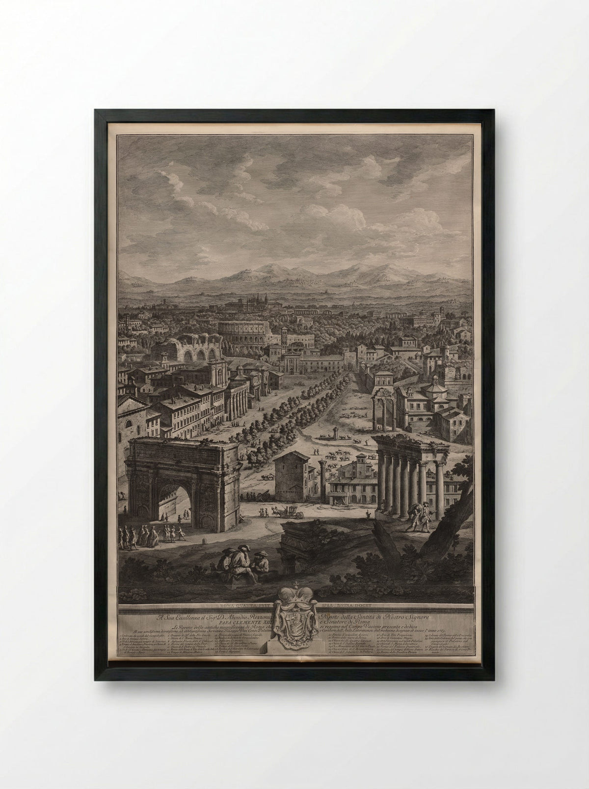 The Campo Vaccino - Giuseppe Vasi - Framed Print Black