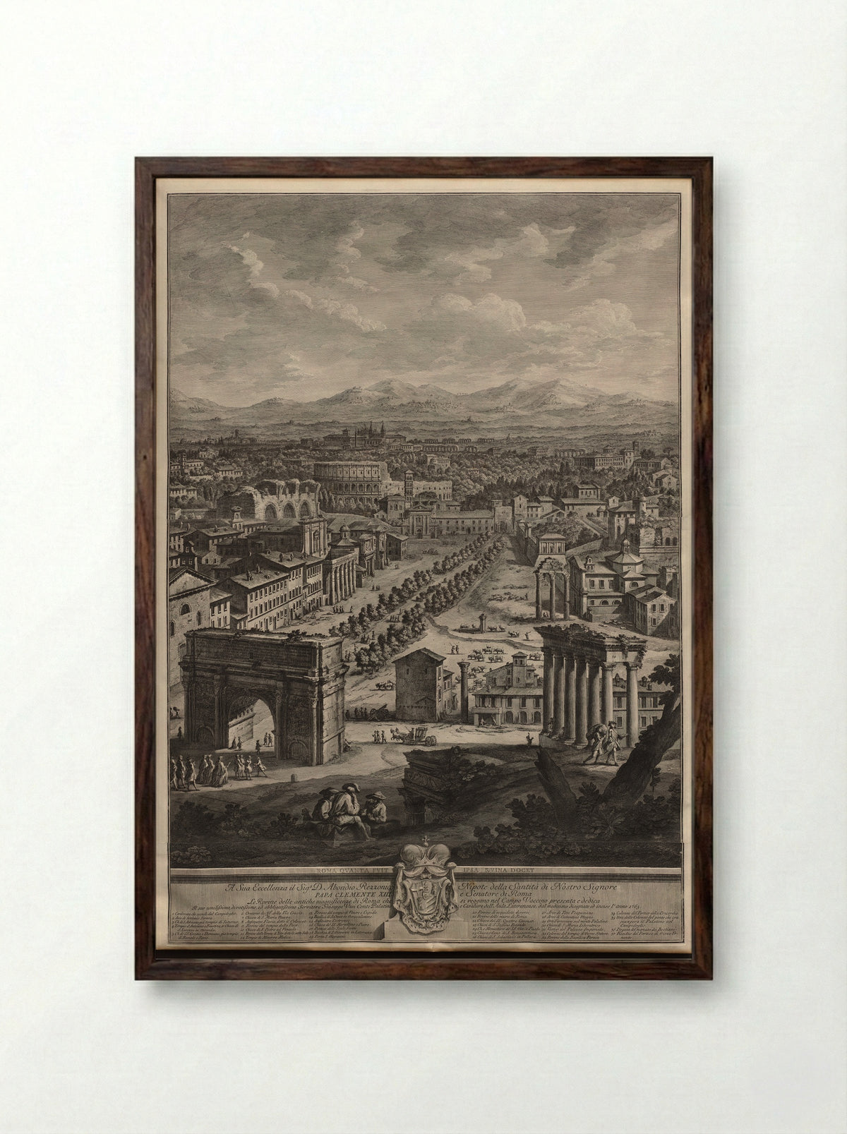The Campo Vaccino - Giuseppe Vasi - Framed Print Dark Wood