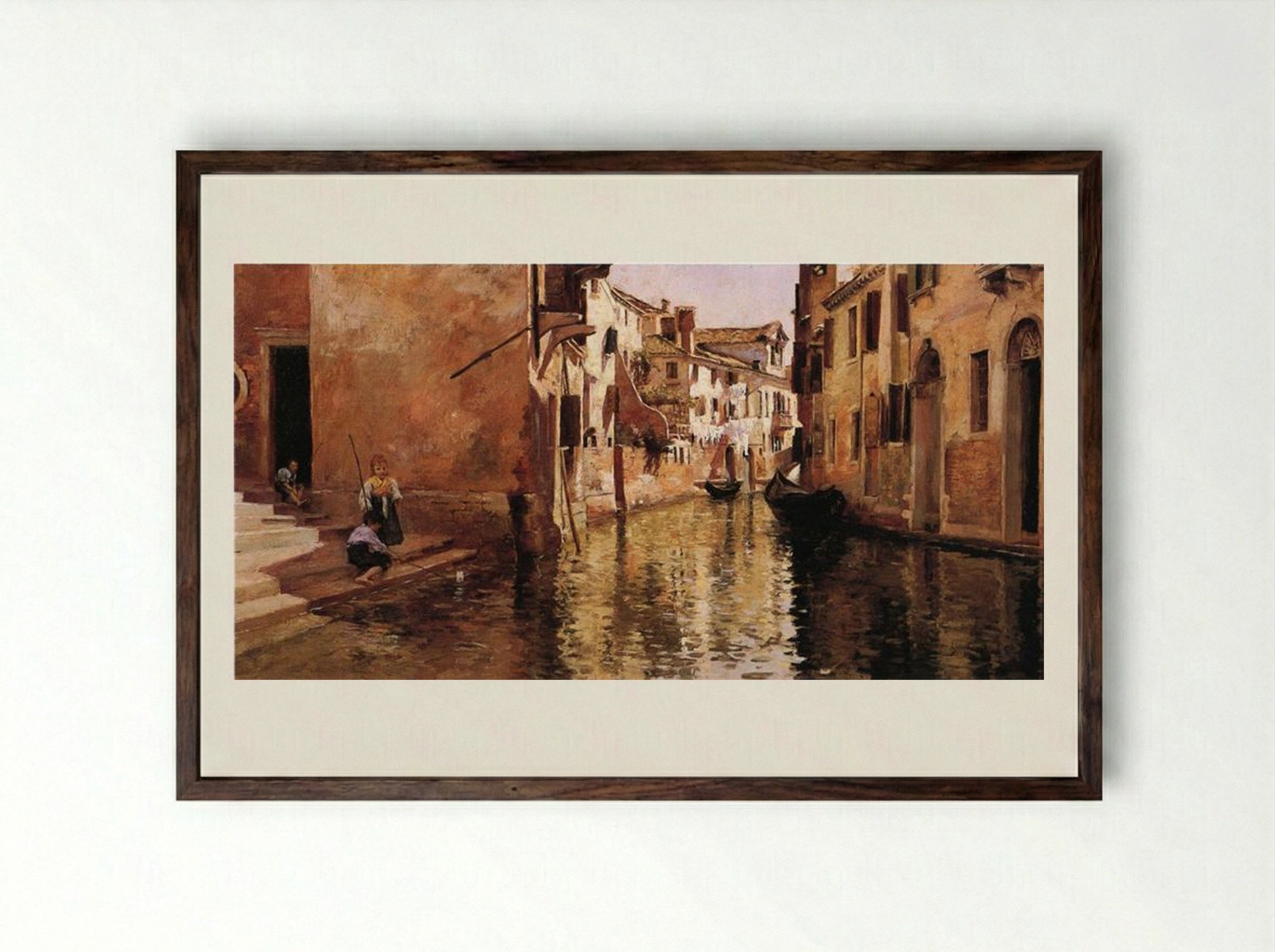 The Canal - Julius LeBlanc Stewart - Framed Print Dark Wood
