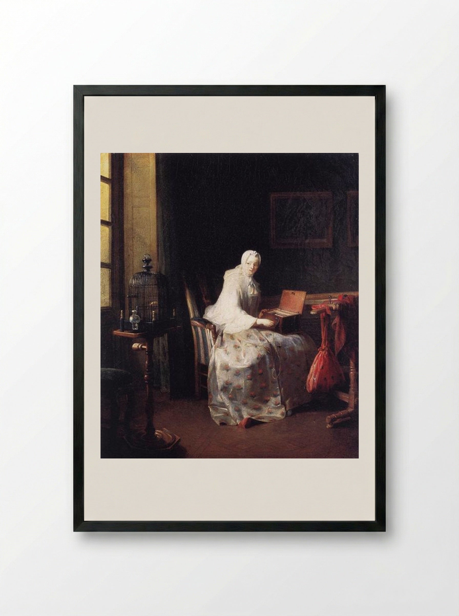 The Canary - Jean-Baptiste-Siméon Chardin - Framed Print Black