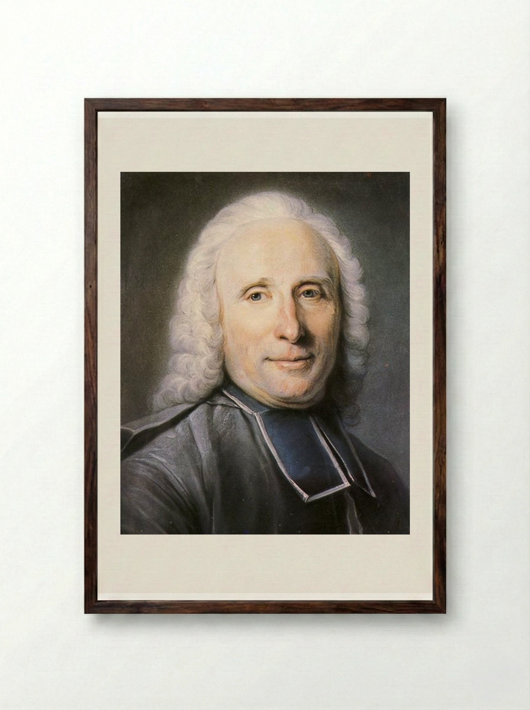 The Canon of the Cathedral of Reims - Maurice Quentin de La Tour - Framed Print Dark Wood