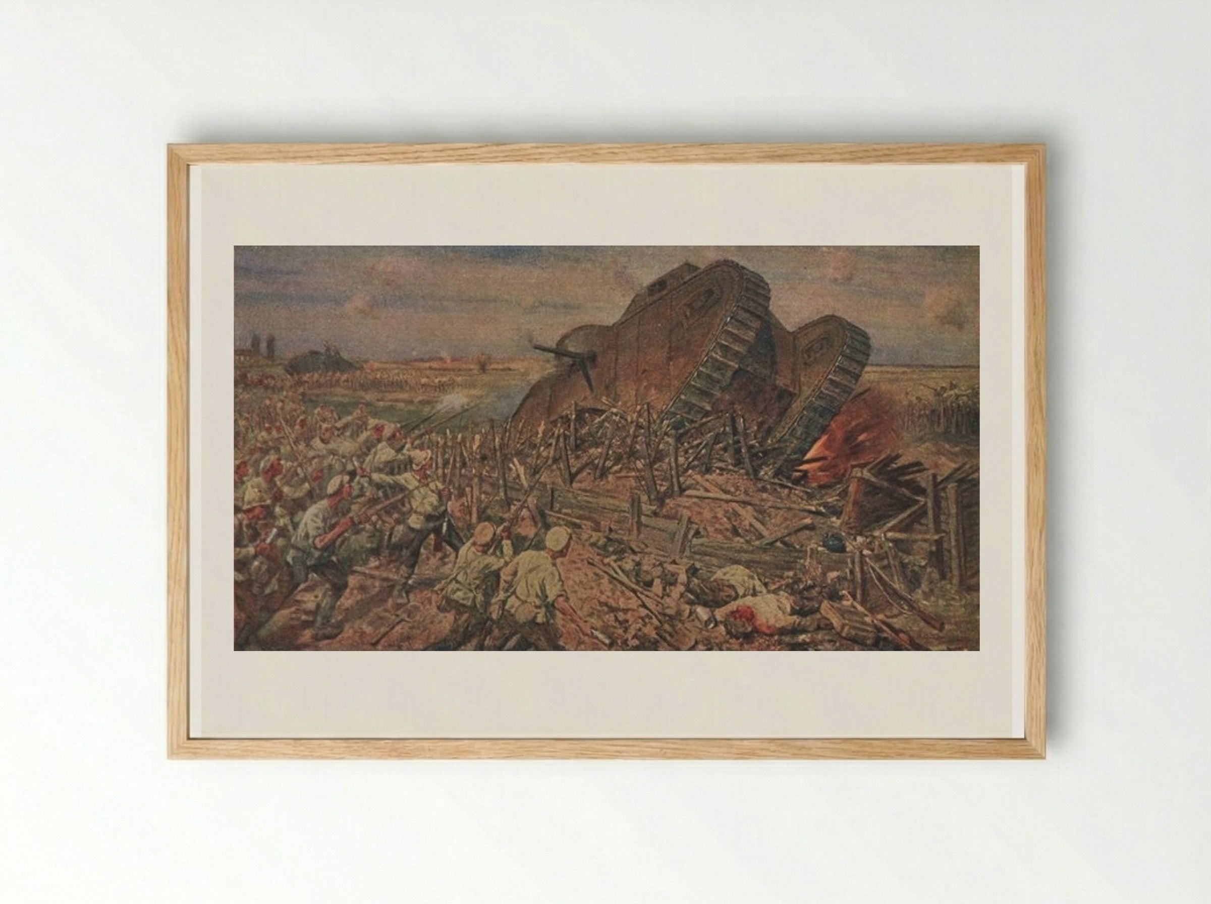 The Capturing of a Tank near Kakhovka - Ivan Vladimirov - Framed Print Wood