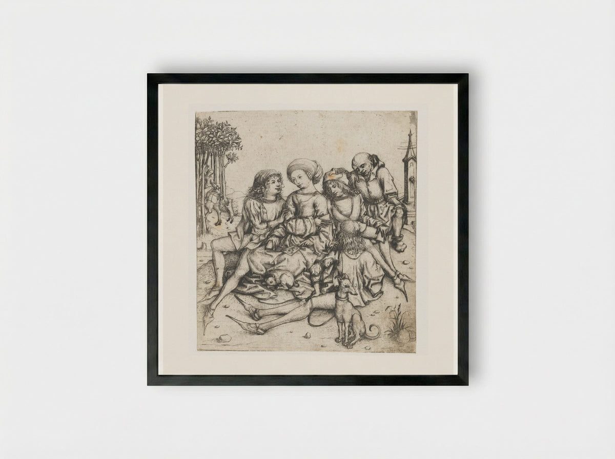 The Card Players - Master of the Amsterdam Cabinet - Framed Print Black