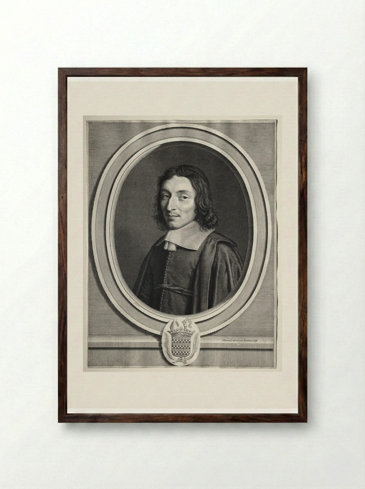 The Cardinal of Coislin - Robert Nanteuil - Framed Print Dark Wood
