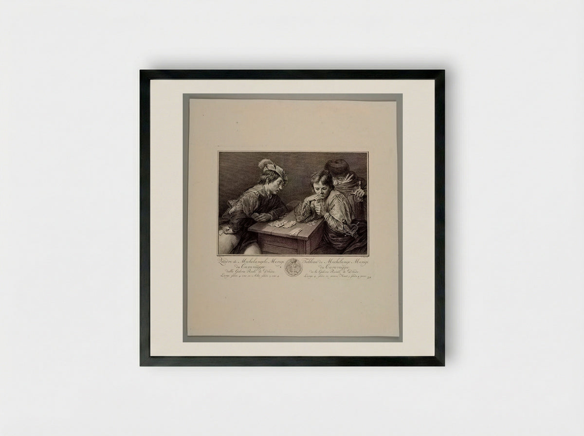 The Cardsharps (After Caravaggio) - Pieter Tanjé - Framed Print Black
