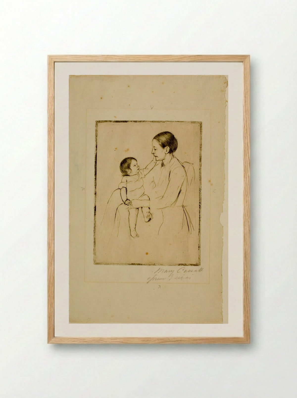 The Caress - Mary Cassatt - Framed Print Wood