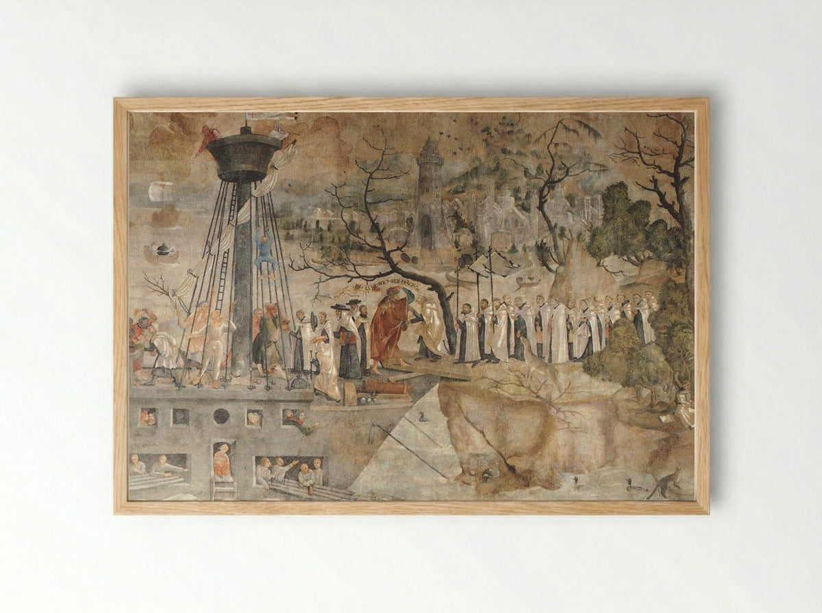 The Carmelites and King St. Louis in 1248 - Jerg Ratgeb - Framed Print Wood