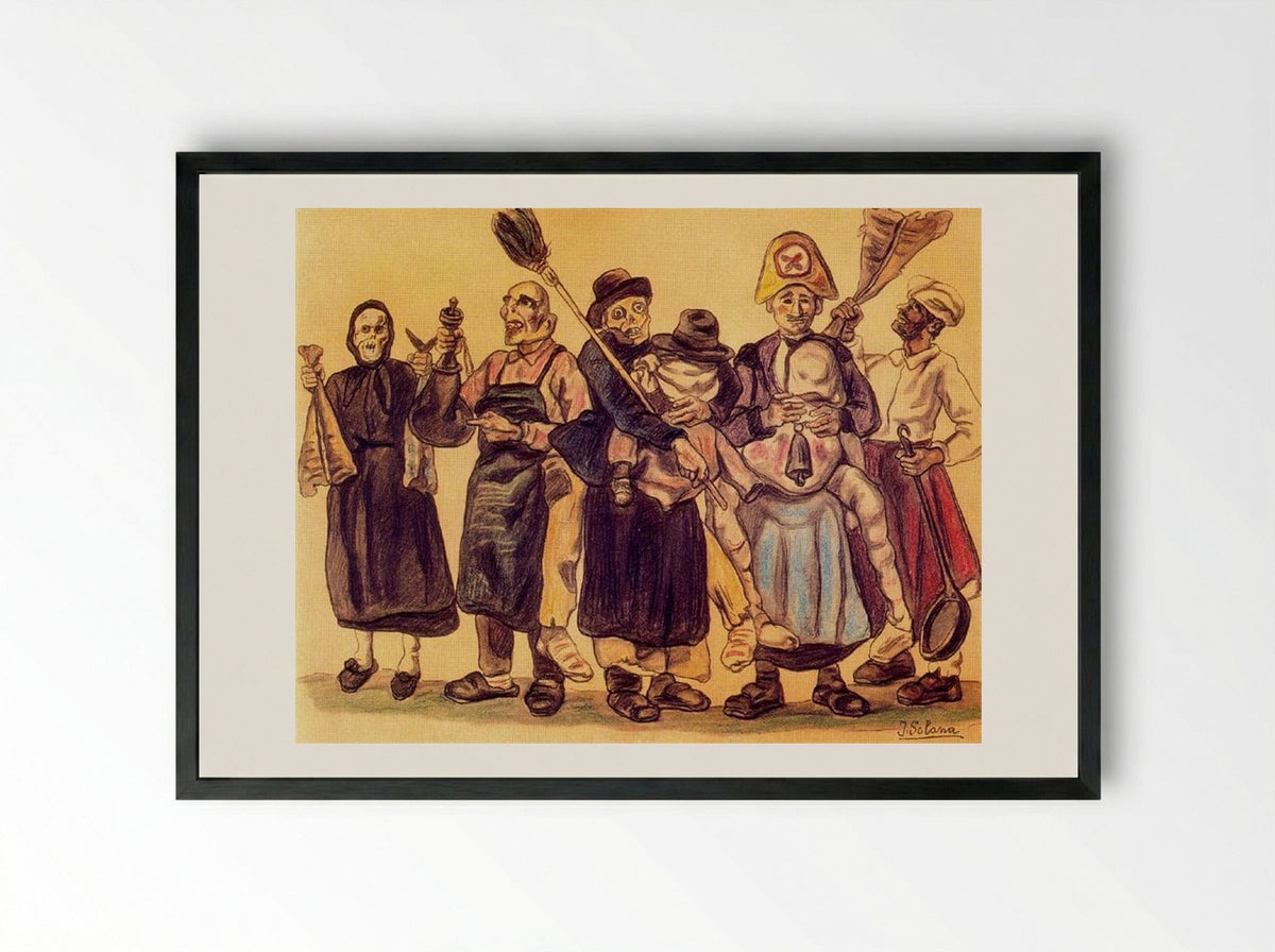 The Carnival - José Gutiérrez Solana - Framed Print Black