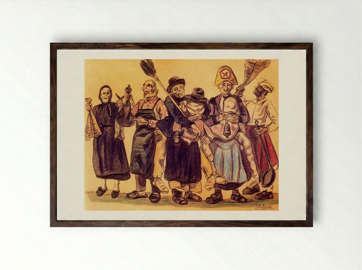 The Carnival - José Gutiérrez Solana - Framed Print Dark Wood