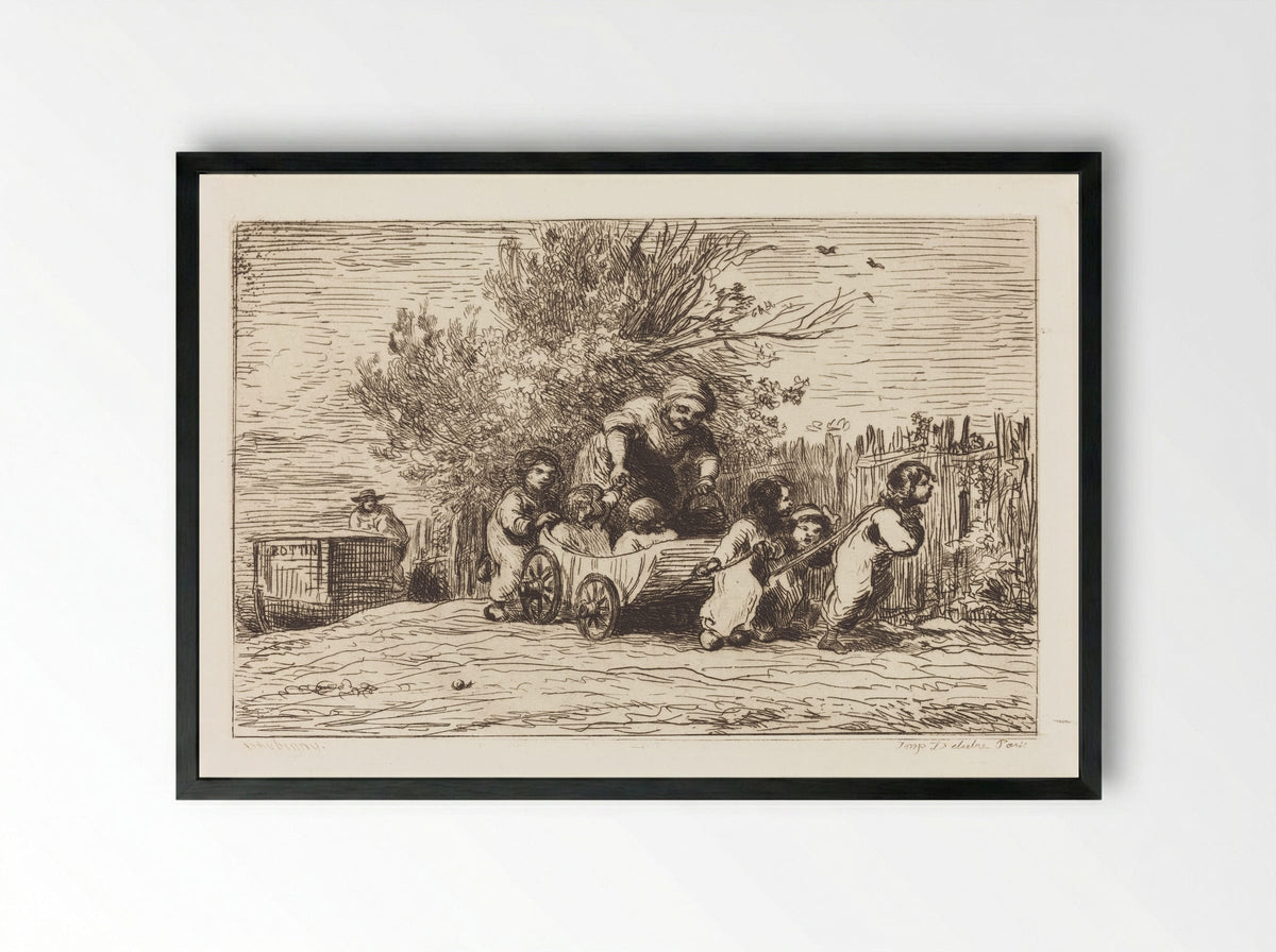 The Carriage - Charles-François Daubigny - Framed Print Black