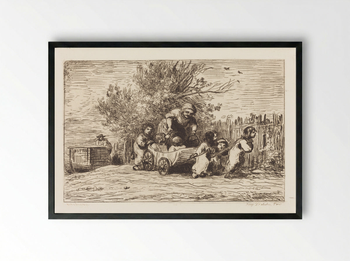 The Carriage - Charles-François Daubigny - Framed Print Black
