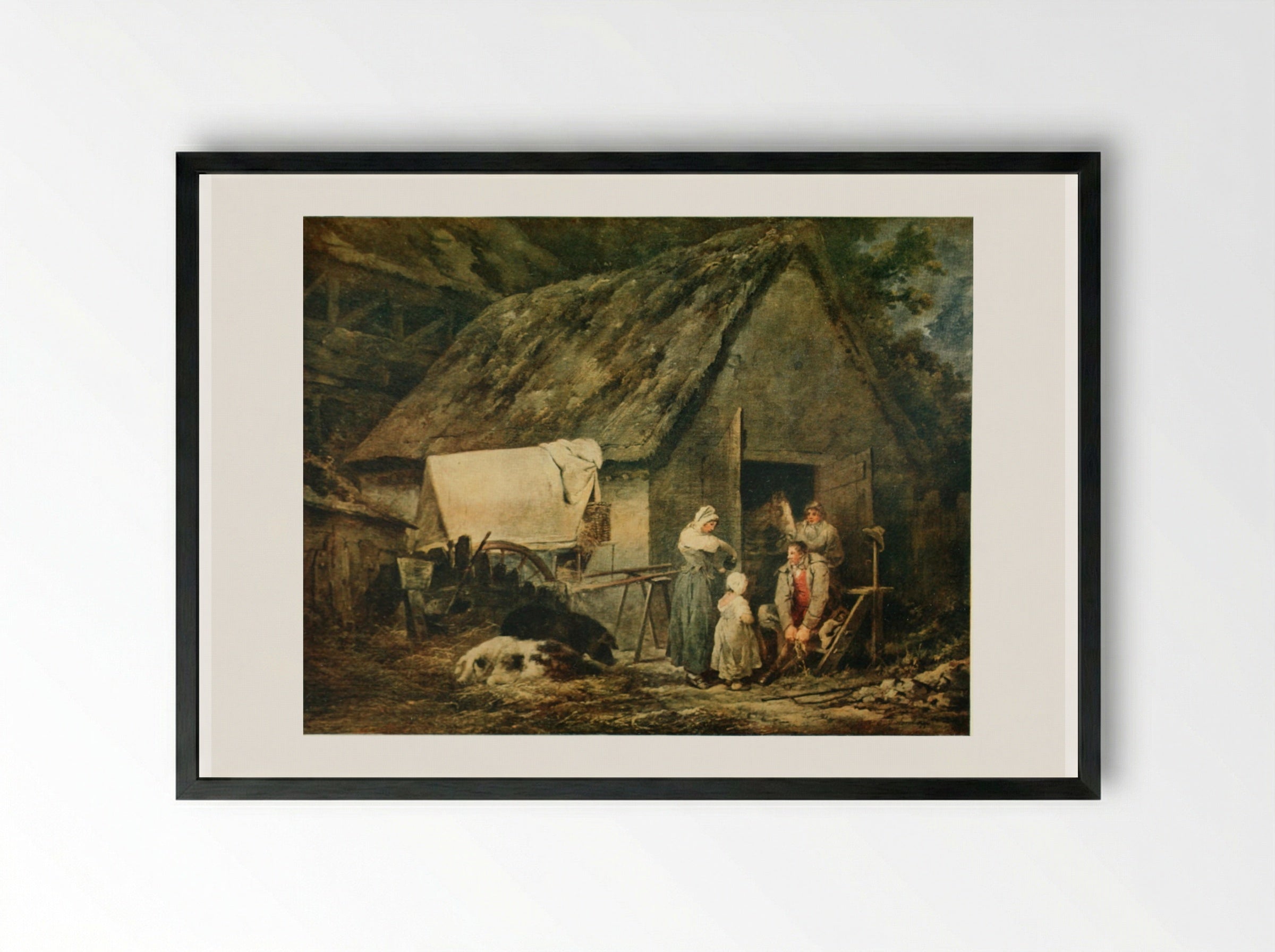 The Carrier Preparing to Set Out - George Morland - Framed Print Black
