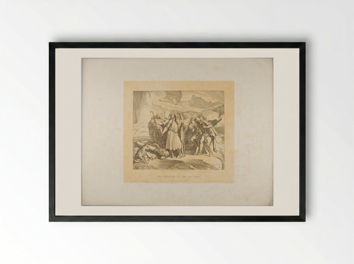 The Carthaginian March over the Alps - Alfred Rethel - Framed Print Black