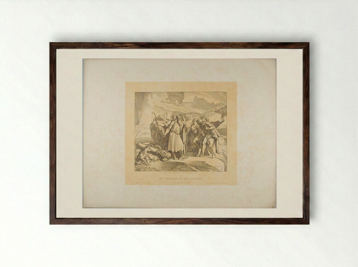 The Carthaginian March over the Alps - Alfred Rethel - Framed Print Dark Wood