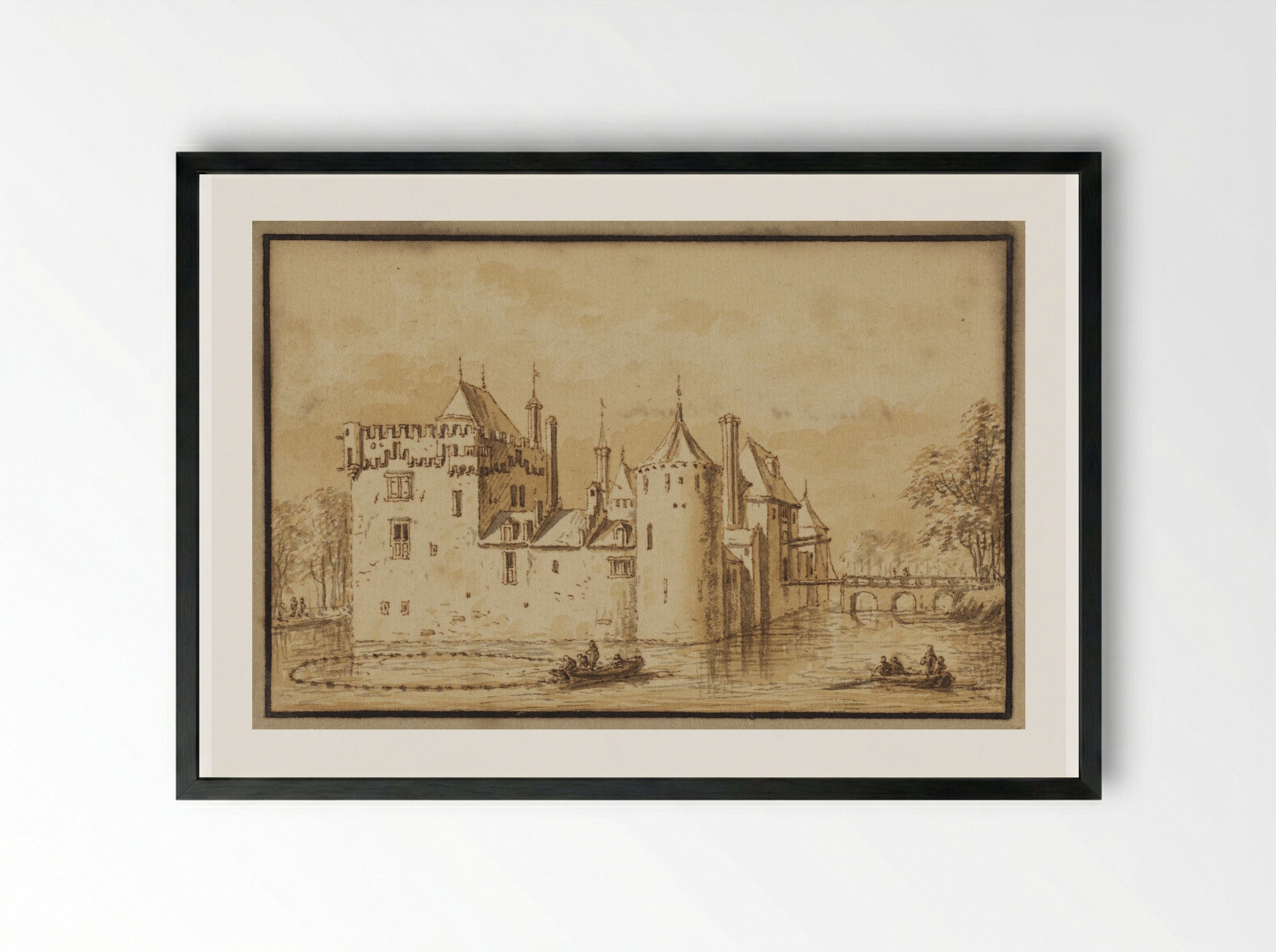 The Castle of Schagen - Abraham Rademaker - Framed Print Black