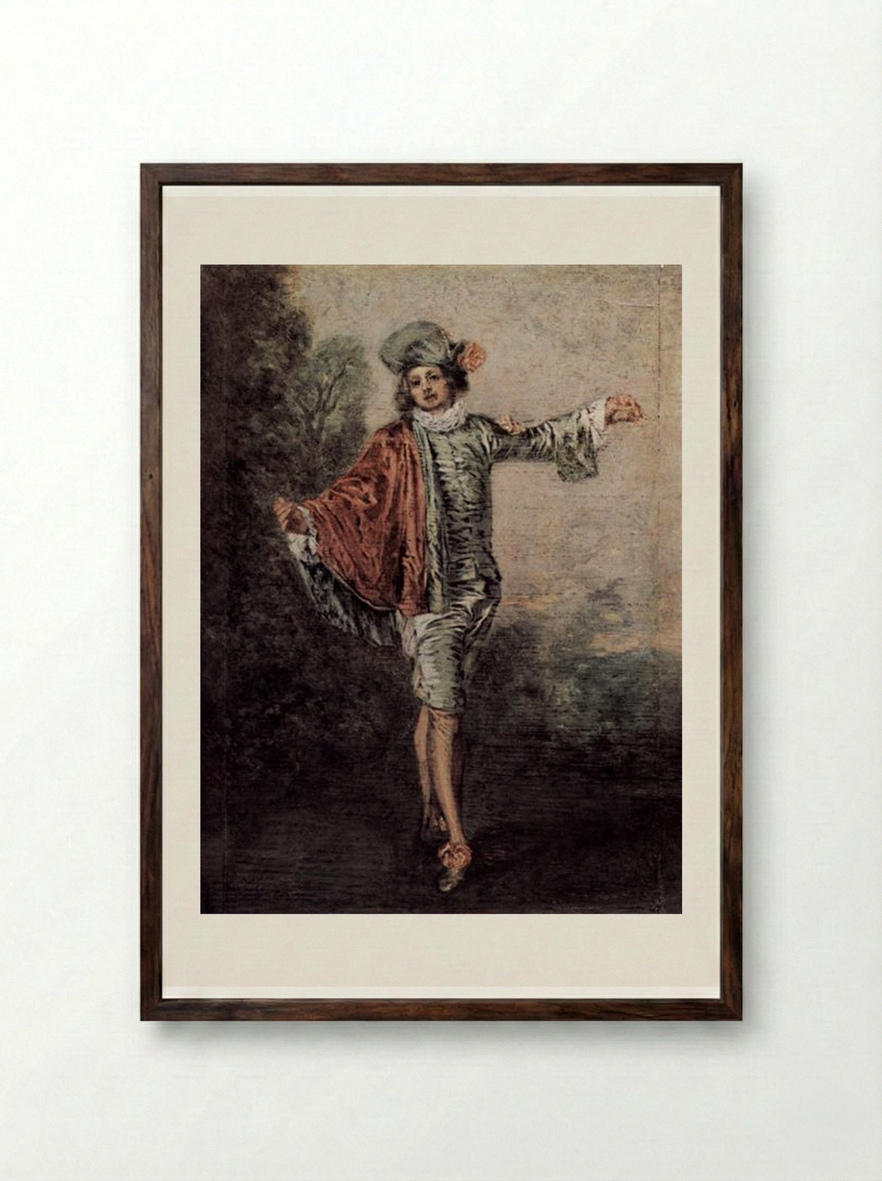 The Casual Lover - Antoine Watteau - Framed Print Dark Wood