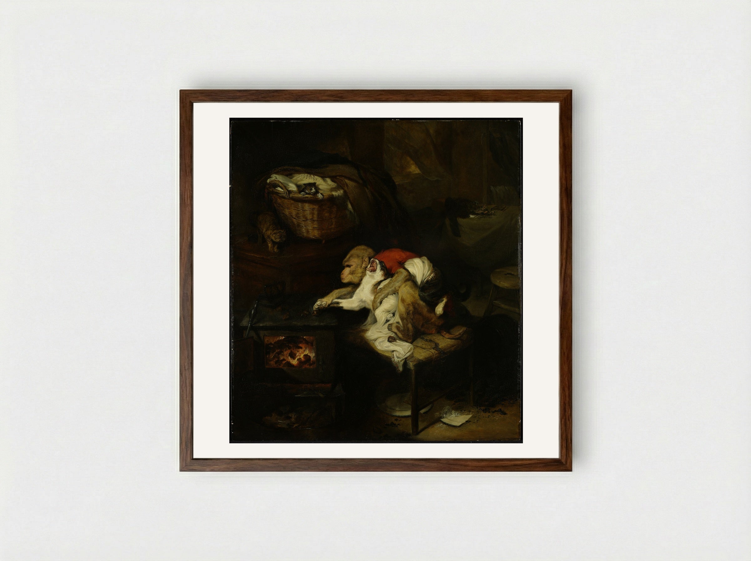 The Cat's Paw - Sir Edwin Henry Landseer - Framed Print Dark Wood