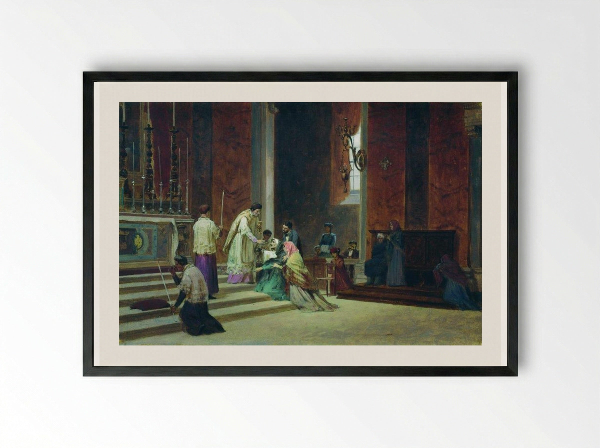 The Catholic Mass - Fyodor Bronnikov - Framed Print Black