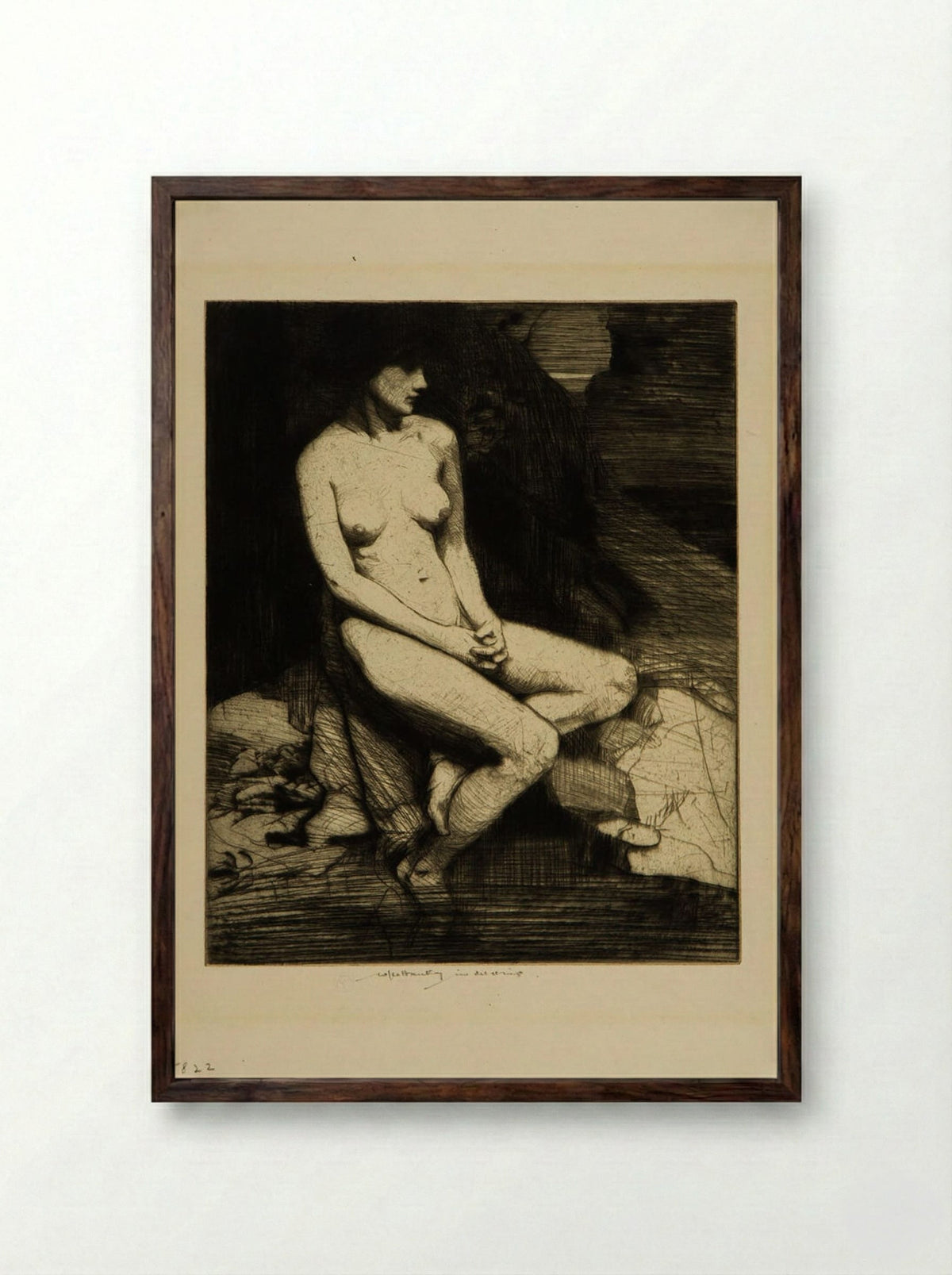 The Cave - William Lee-Hankey - Framed Print Dark Wood