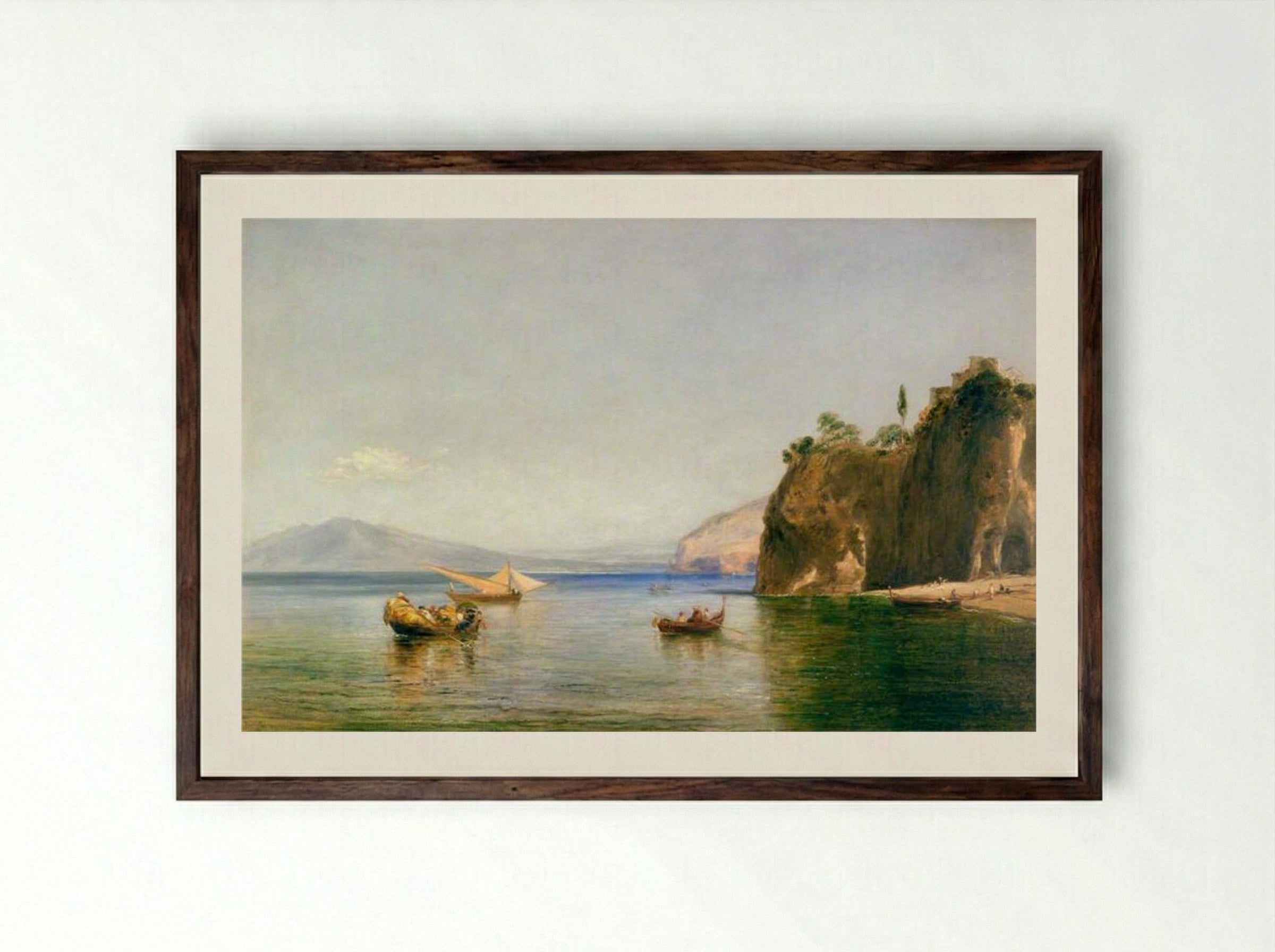 The Caves of Ulysses at Sorrento, Naples - William Collins - Framed Print Dark Wood