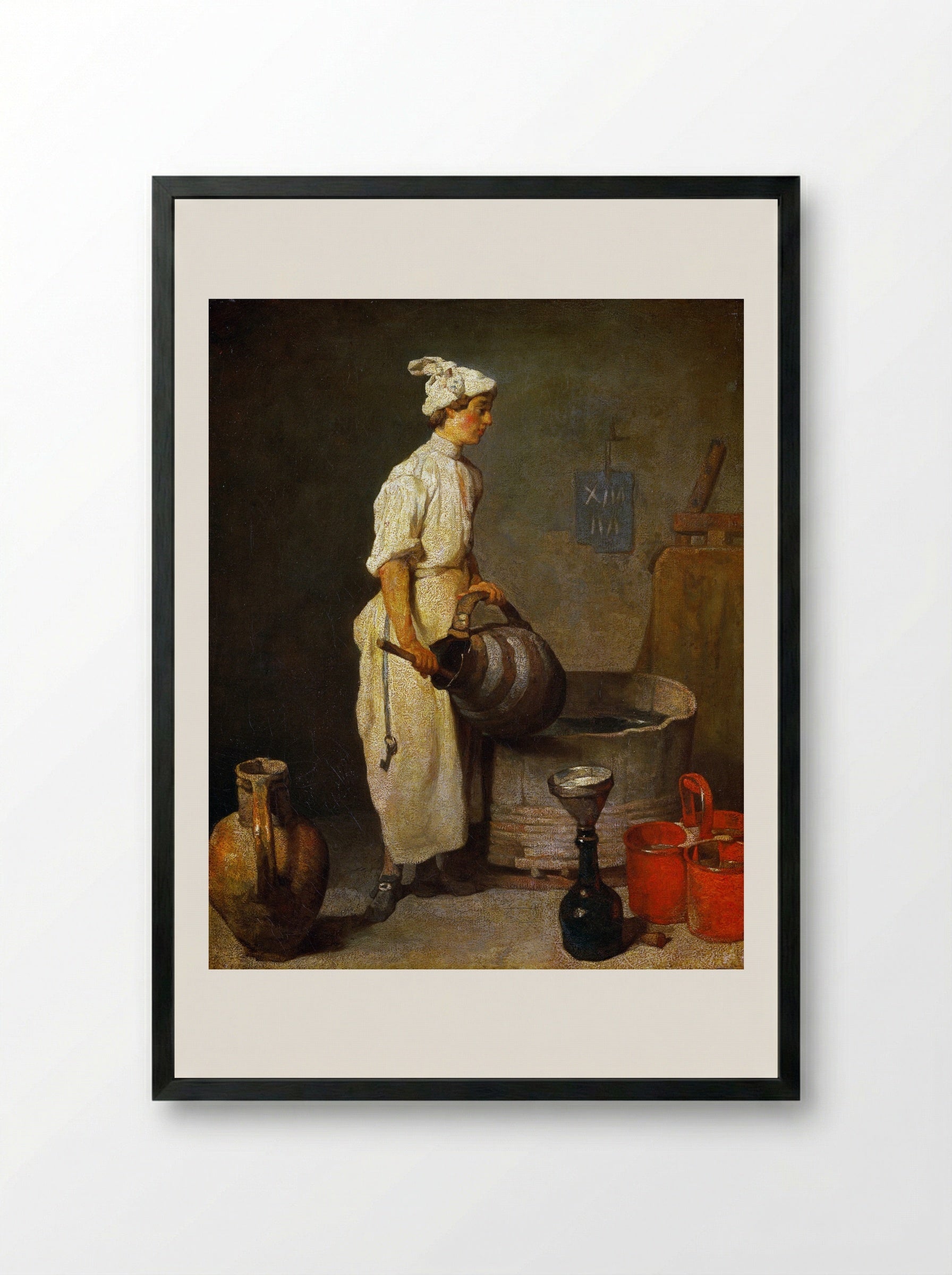 The Cellar Boy - Jean-Baptiste-Siméon Chardin - Framed Print Black